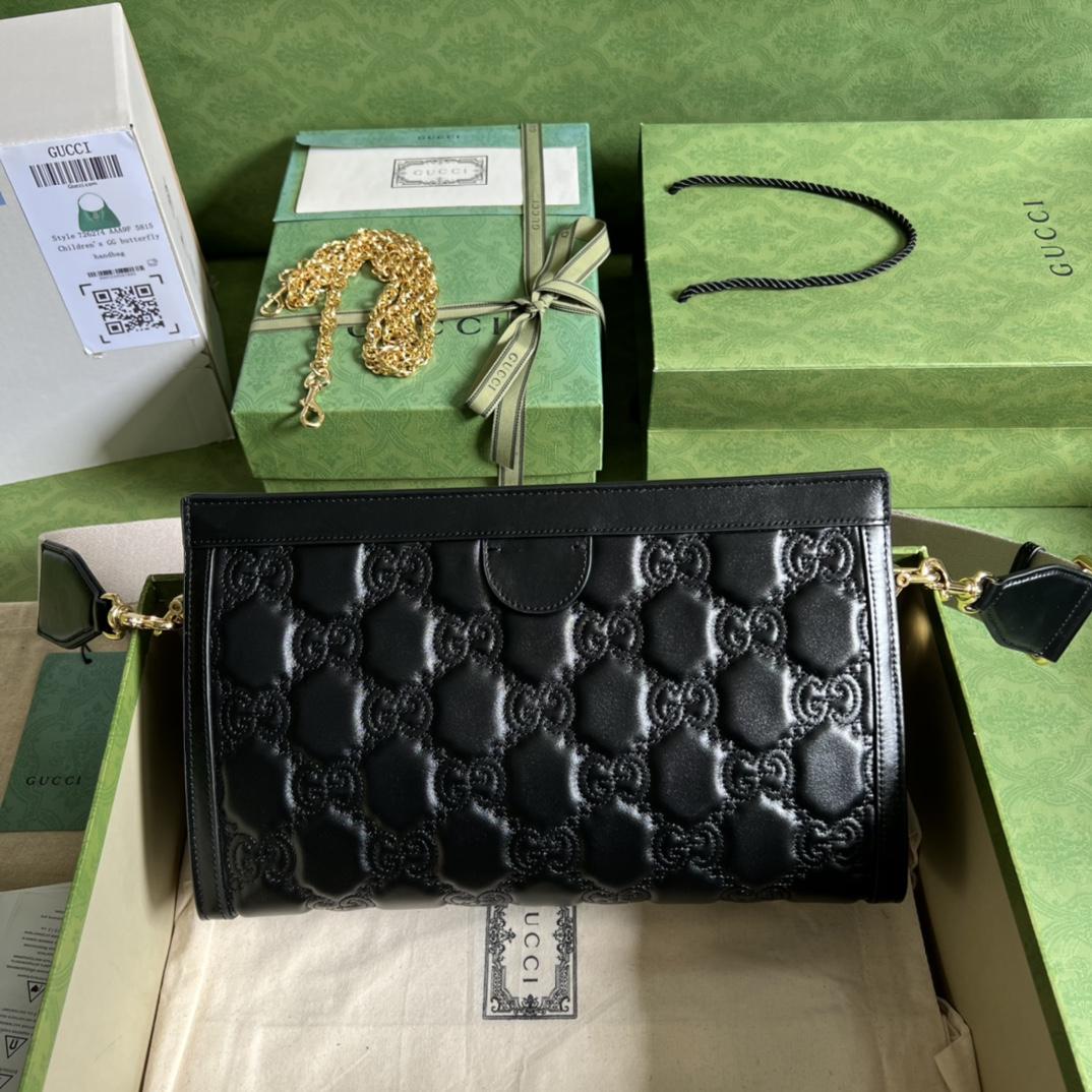 Gucci GG Matelassé Leather Medium Bag(32.5-20-10cm)   - FashionPlug