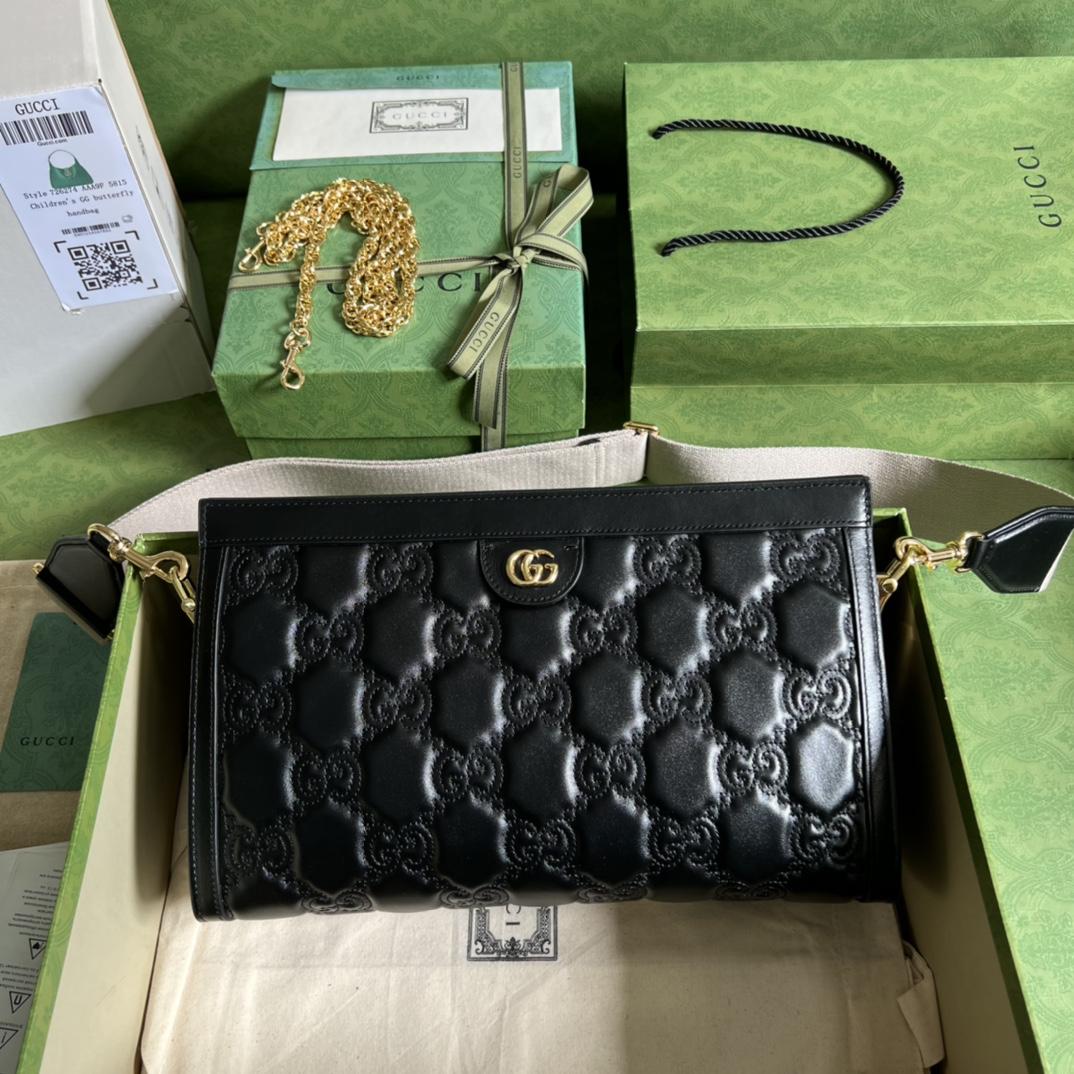 Gucci GG Matelassé Leather Medium Bag(32.5-20-10cm)   - FashionPlug
