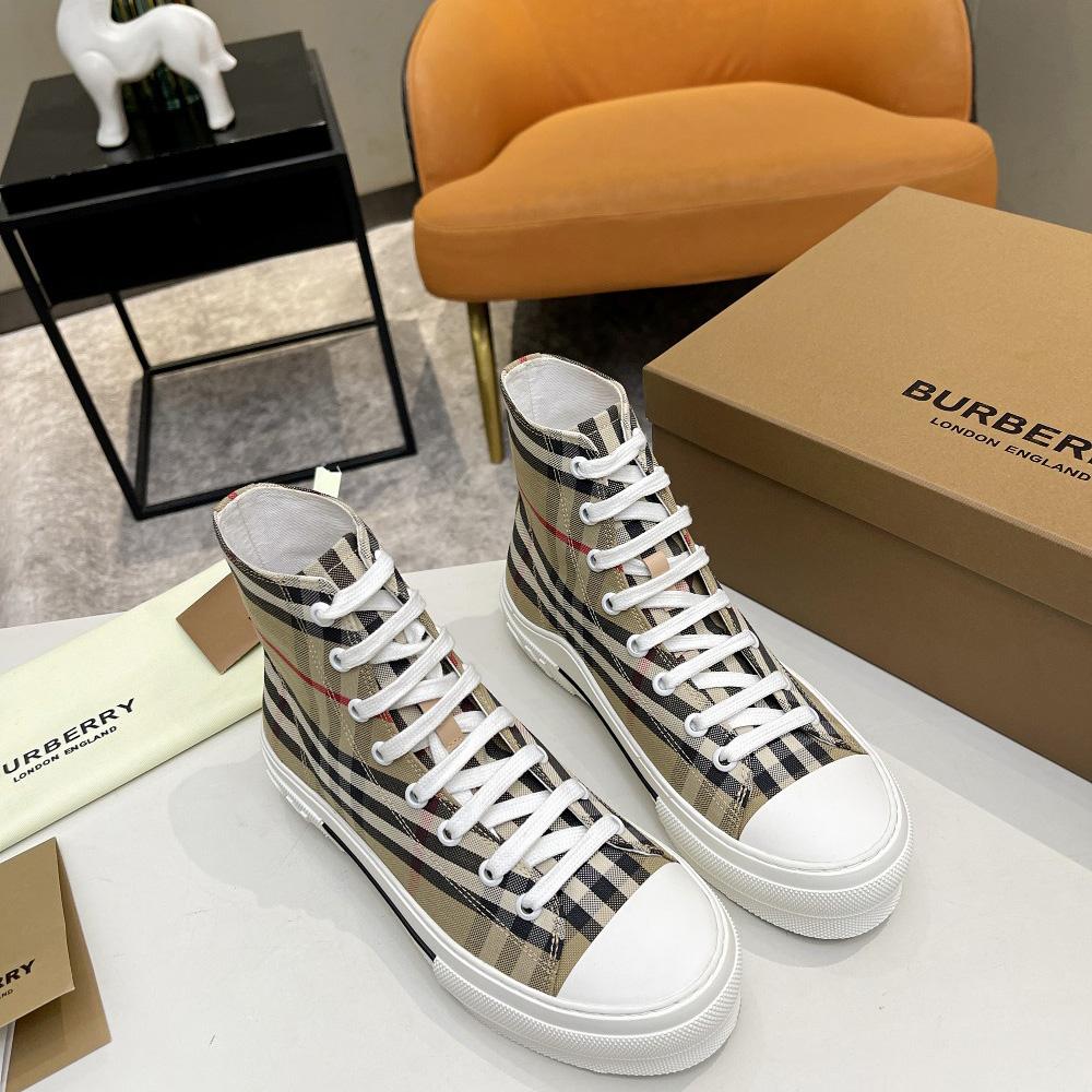 Burberry Vintage Check Cotton High-top Sneakers - FashionPlug