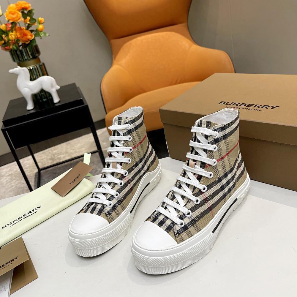Burberry Vintage Check Cotton High-top Sneakers - FashionPlug
