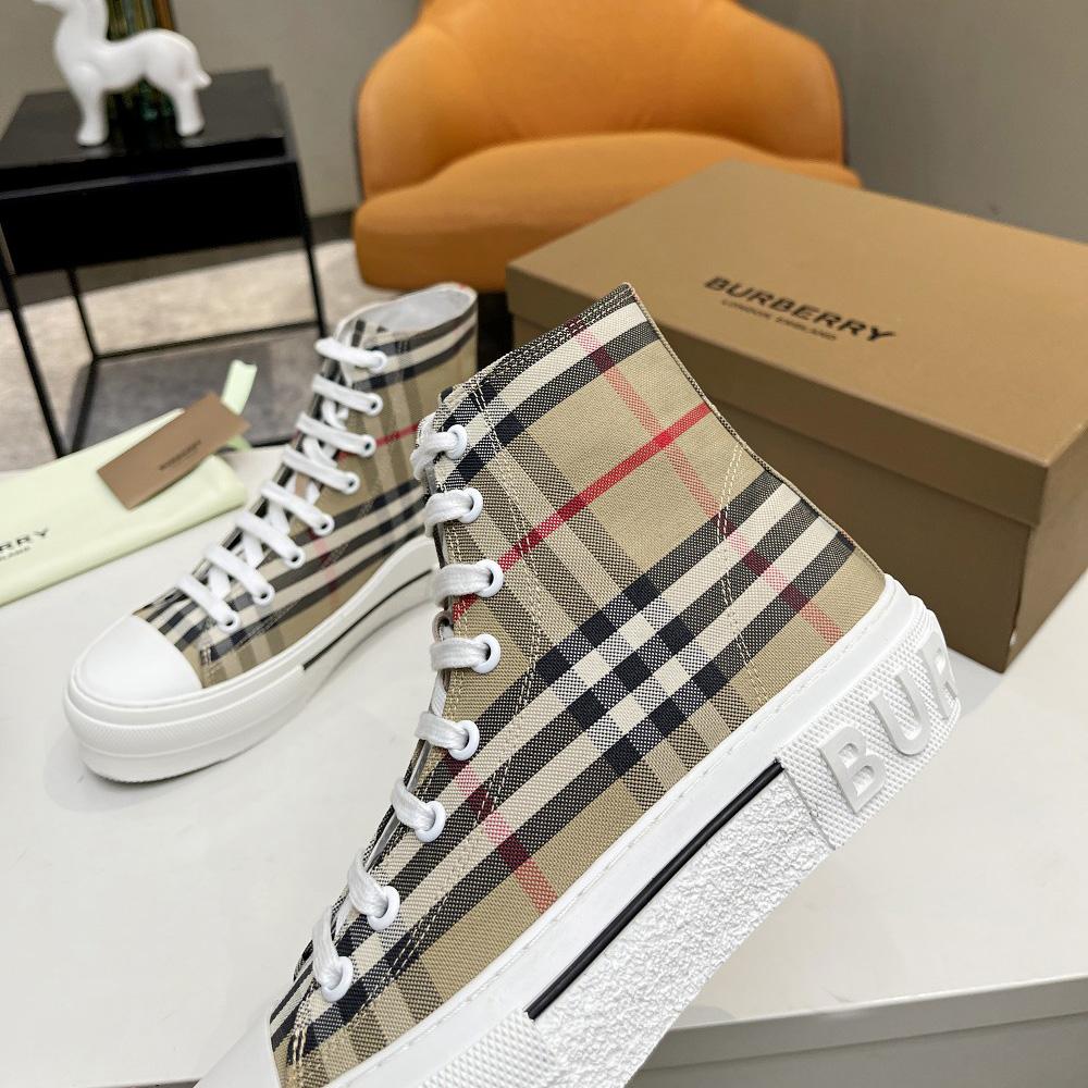 Burberry Vintage Check Cotton High-top Sneakers - FashionPlug