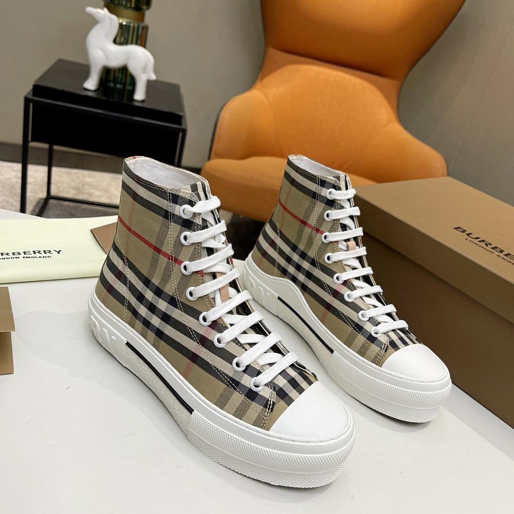 Burberry Vintage Check Cotton High-top Sneakers - FashionPlug
