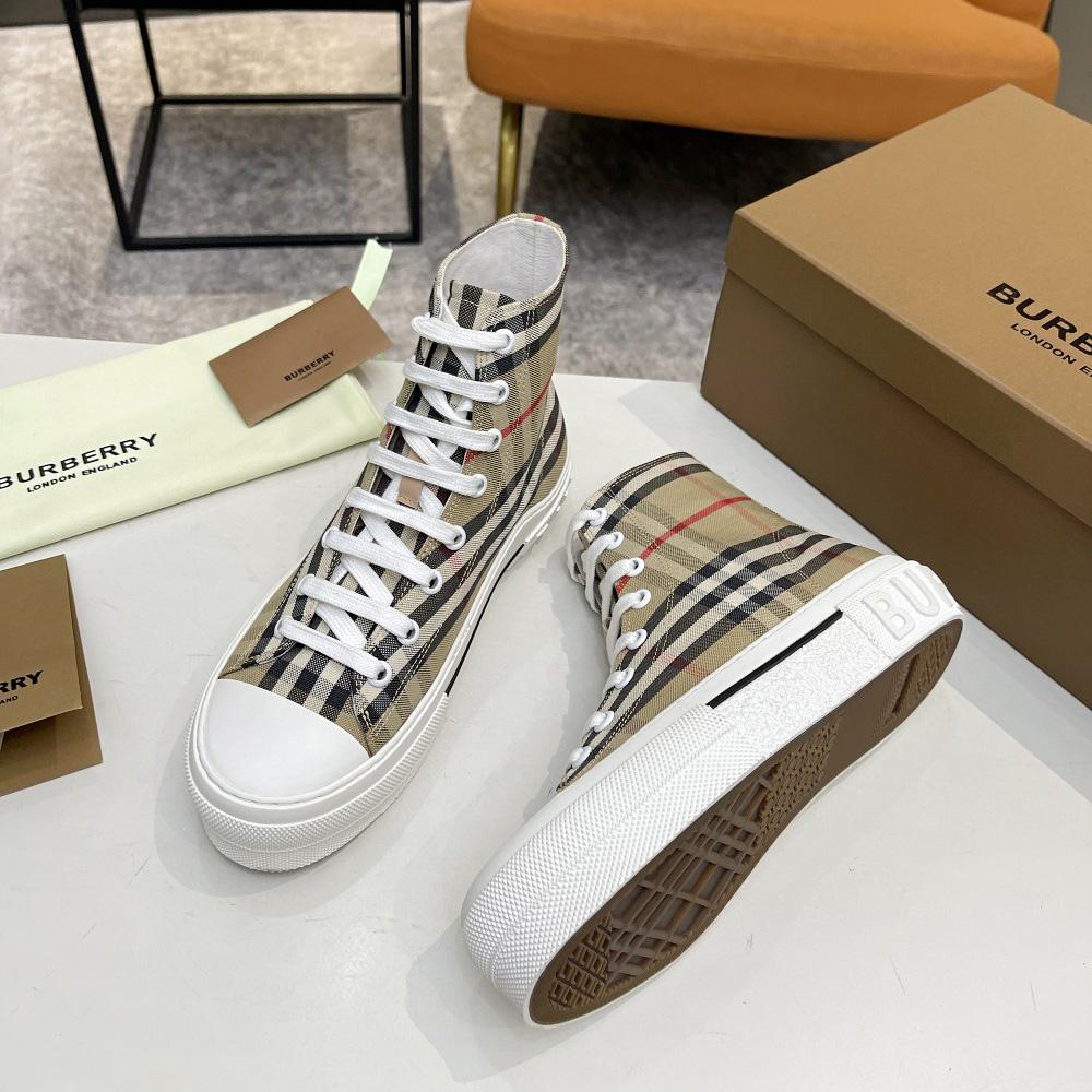 Burberry Vintage Check Cotton High-top Sneakers - FashionPlug