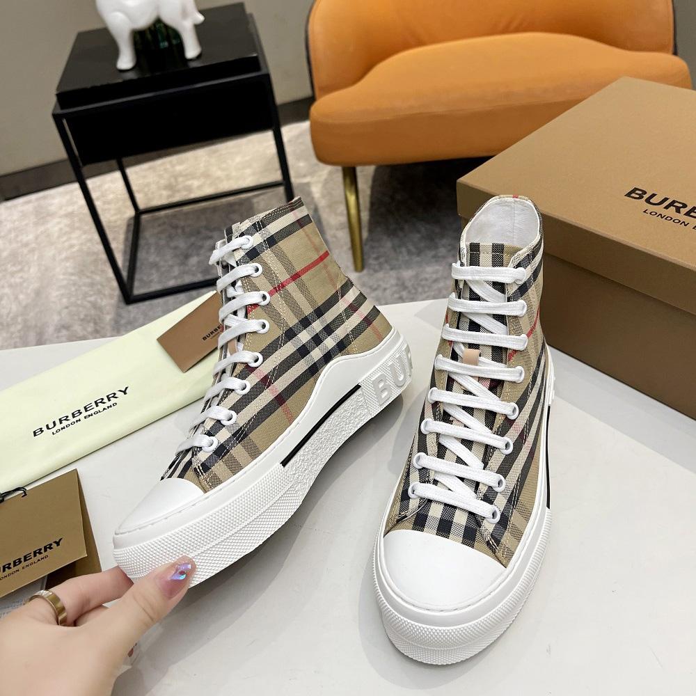 Burberry Vintage Check Cotton High-top Sneakers - FashionPlug