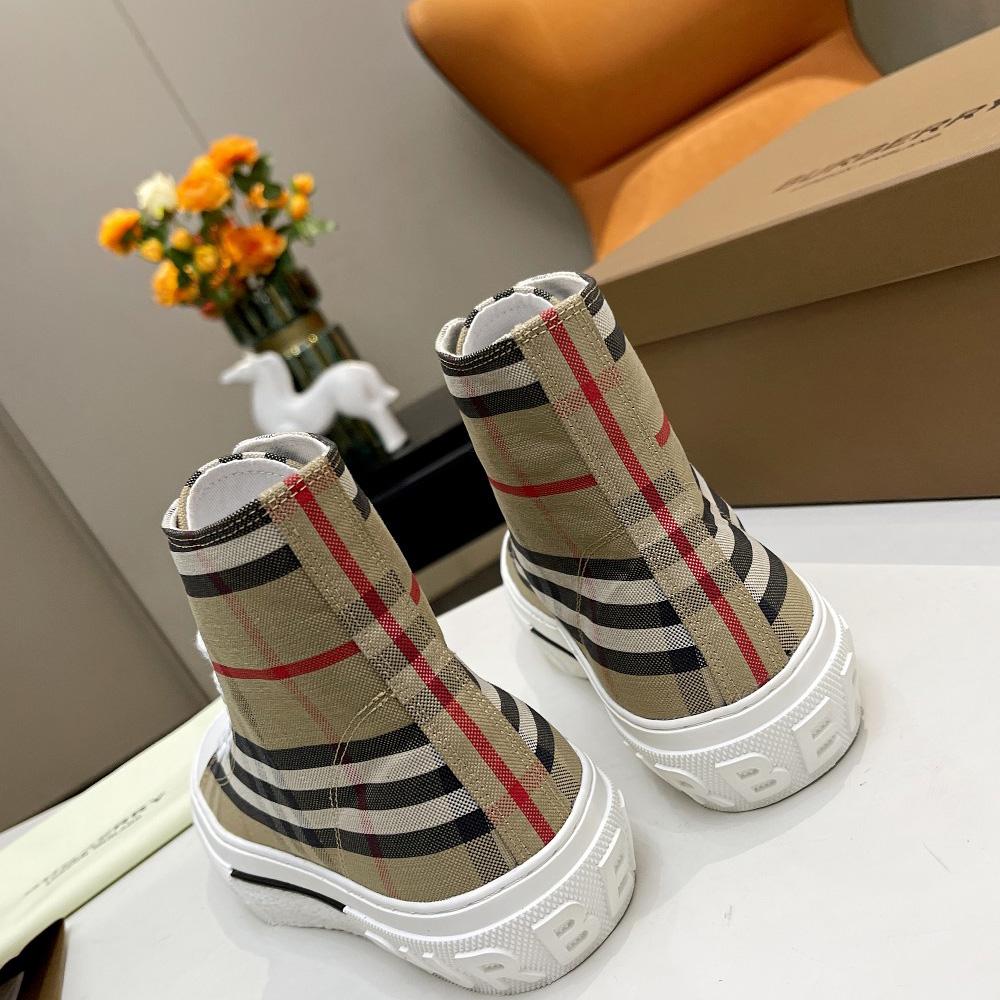 Burberry Vintage Check Cotton High-top Sneakers - FashionPlug