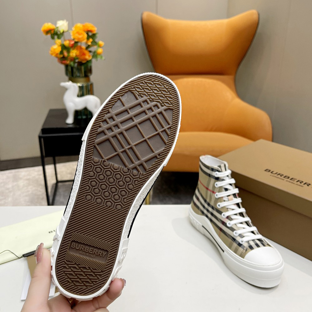 Burberry Vintage Check Cotton High-top Sneakers - FashionPlug