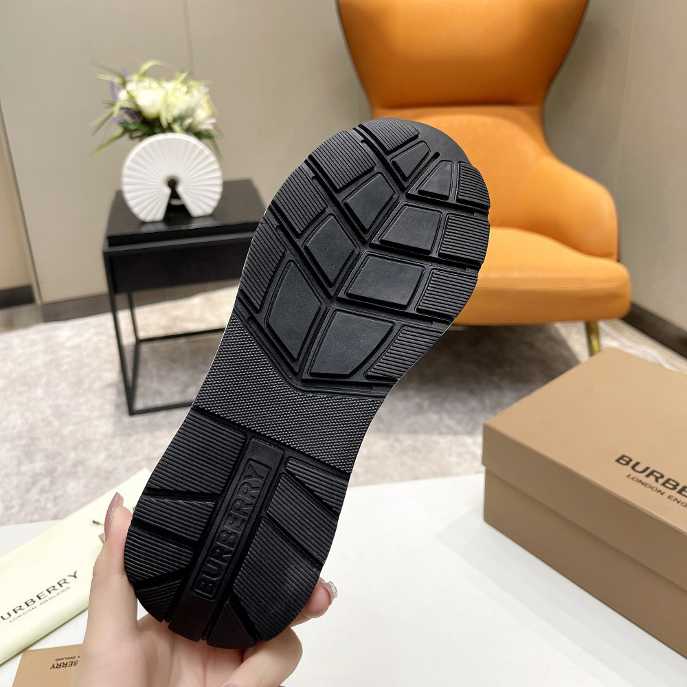 Burberry Vintage Contrast Check And Leather Sneakers - FashionPlug