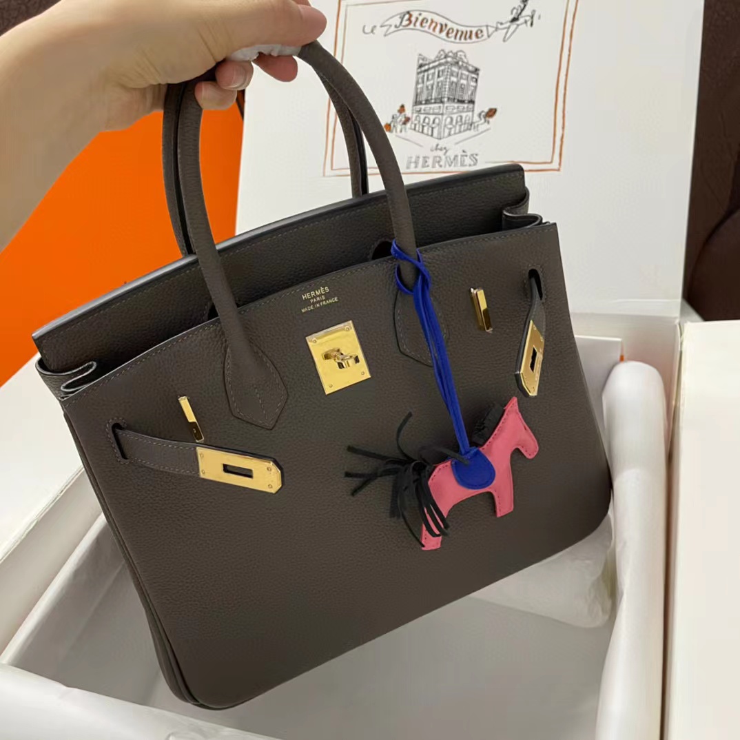 Hermes Birkin 30 Fjord Leather Handbag （30-22-16CM） - FashionPlug