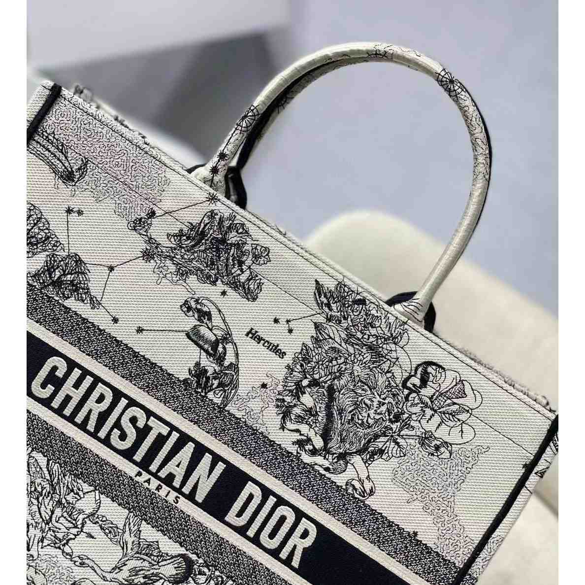 Dior Oblique Embroidered Book Tote(41.5-25-18cm)-Embroiderable Characters - FashionPlug