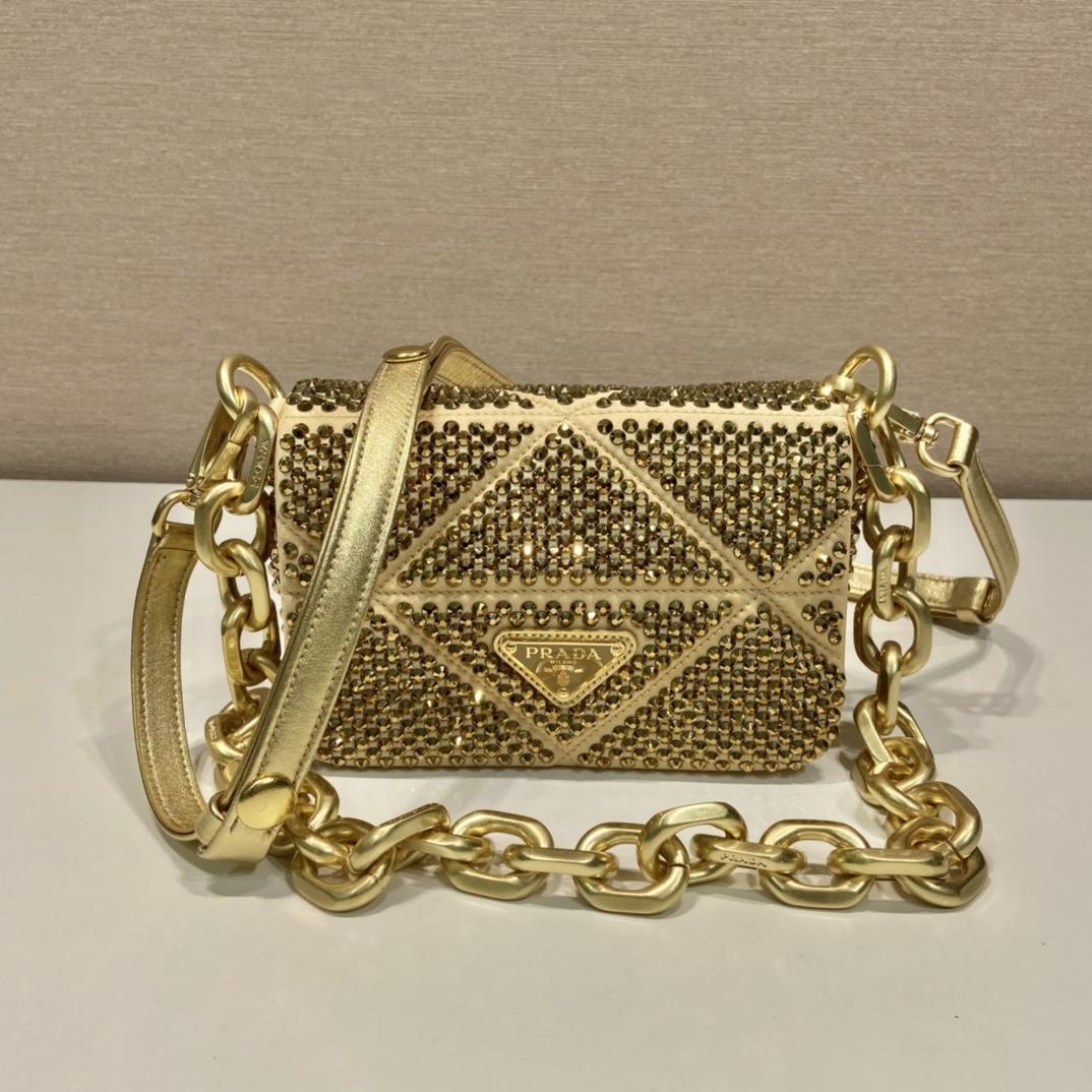 Prada Satin Mini-Bag With Crystals - FashionPlug