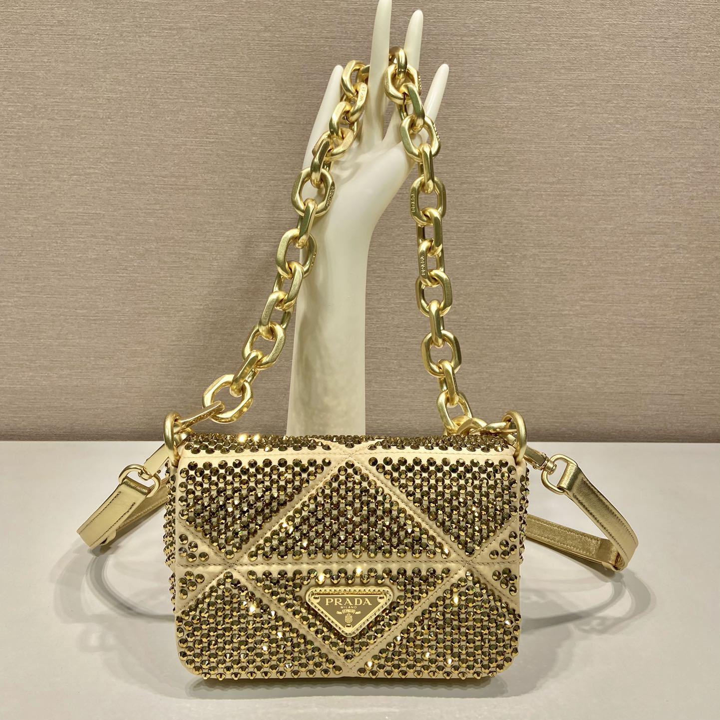 Prada Satin Mini-Bag With Crystals - FashionPlug
