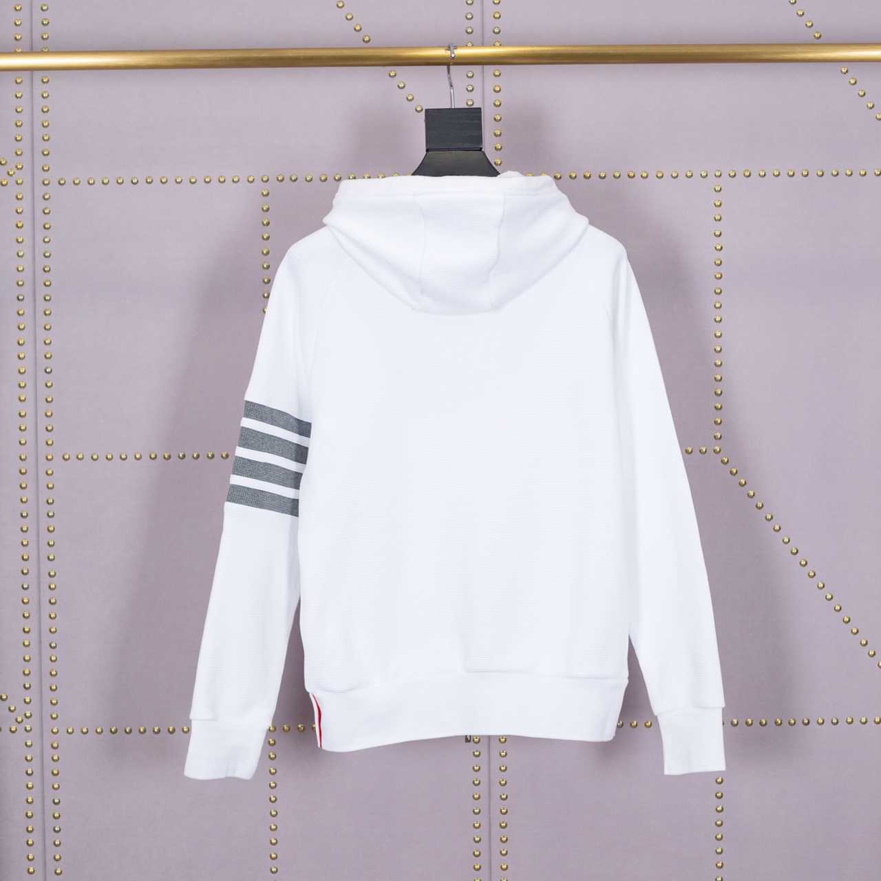Thom Browne 4-Bar Zip-Up Cotton Hoodie - FashionPlug