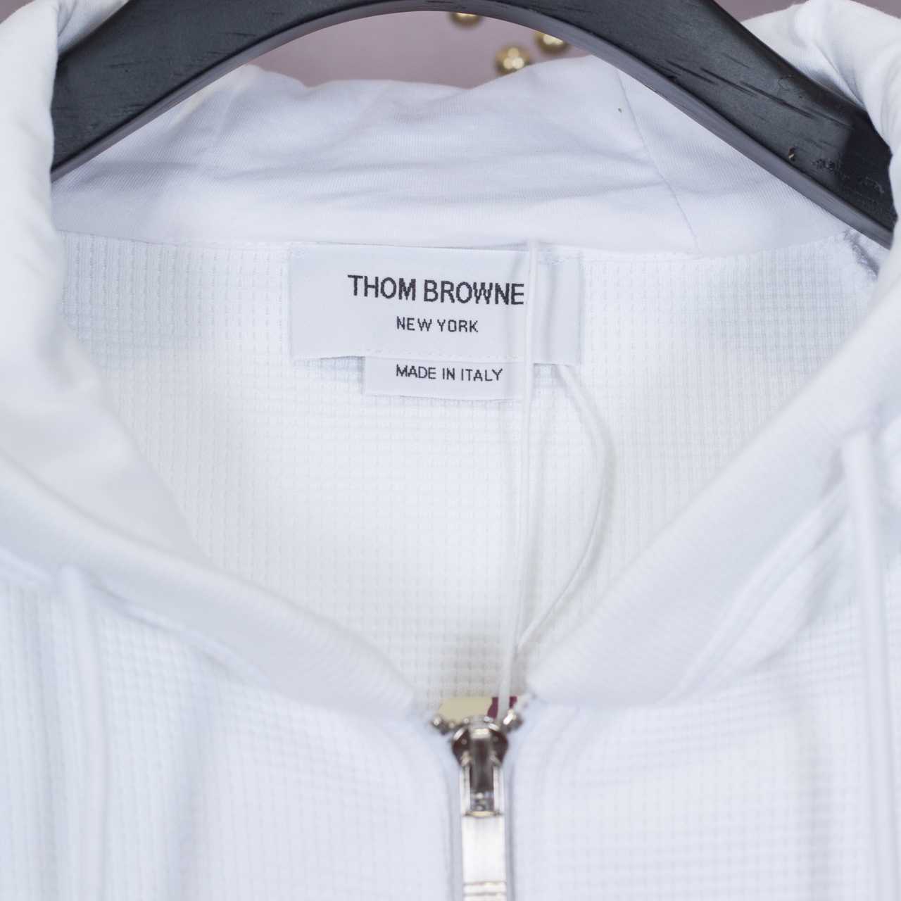 Thom Browne 4-Bar Zip-Up Cotton Hoodie - FashionPlug