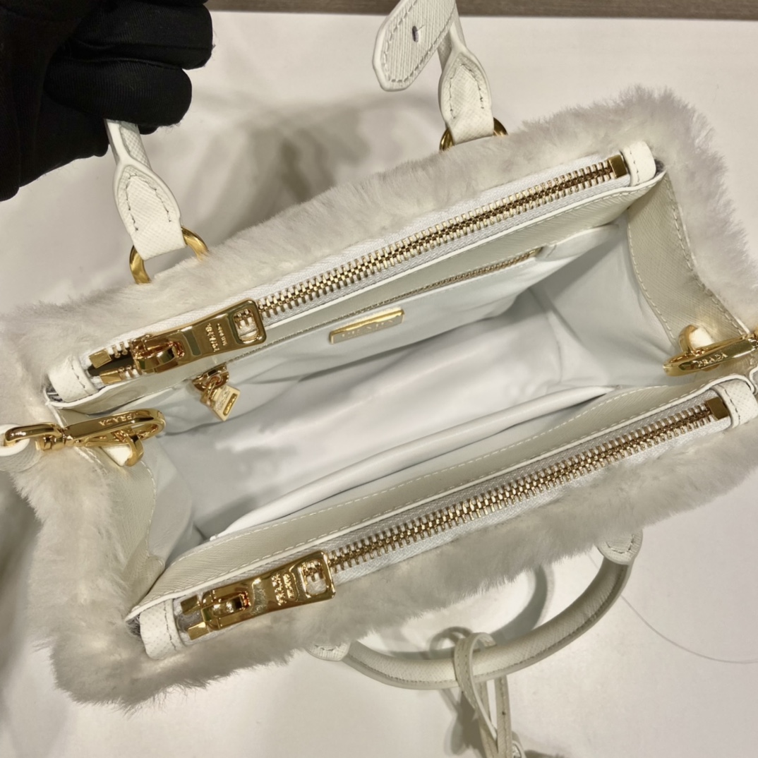 Prada Galleria Shearling Mini-Bag - FashionPlug