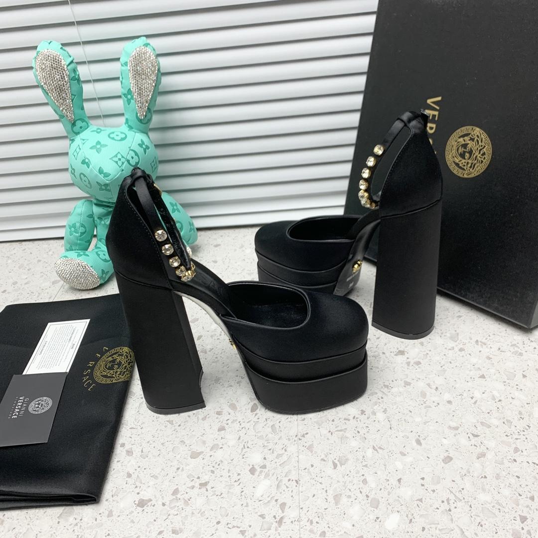 Versace Medusa Aevitas Satin Platform Pumps - FashionPlug