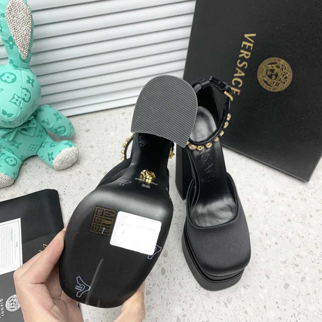 Versace Medusa Aevitas Satin Platform Pumps - FashionPlug