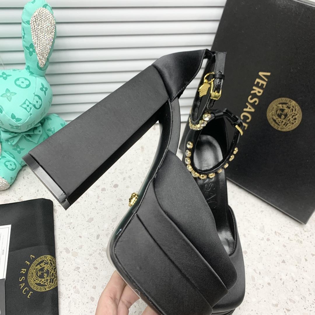 Versace Medusa Aevitas Satin Platform Pumps - FashionPlug