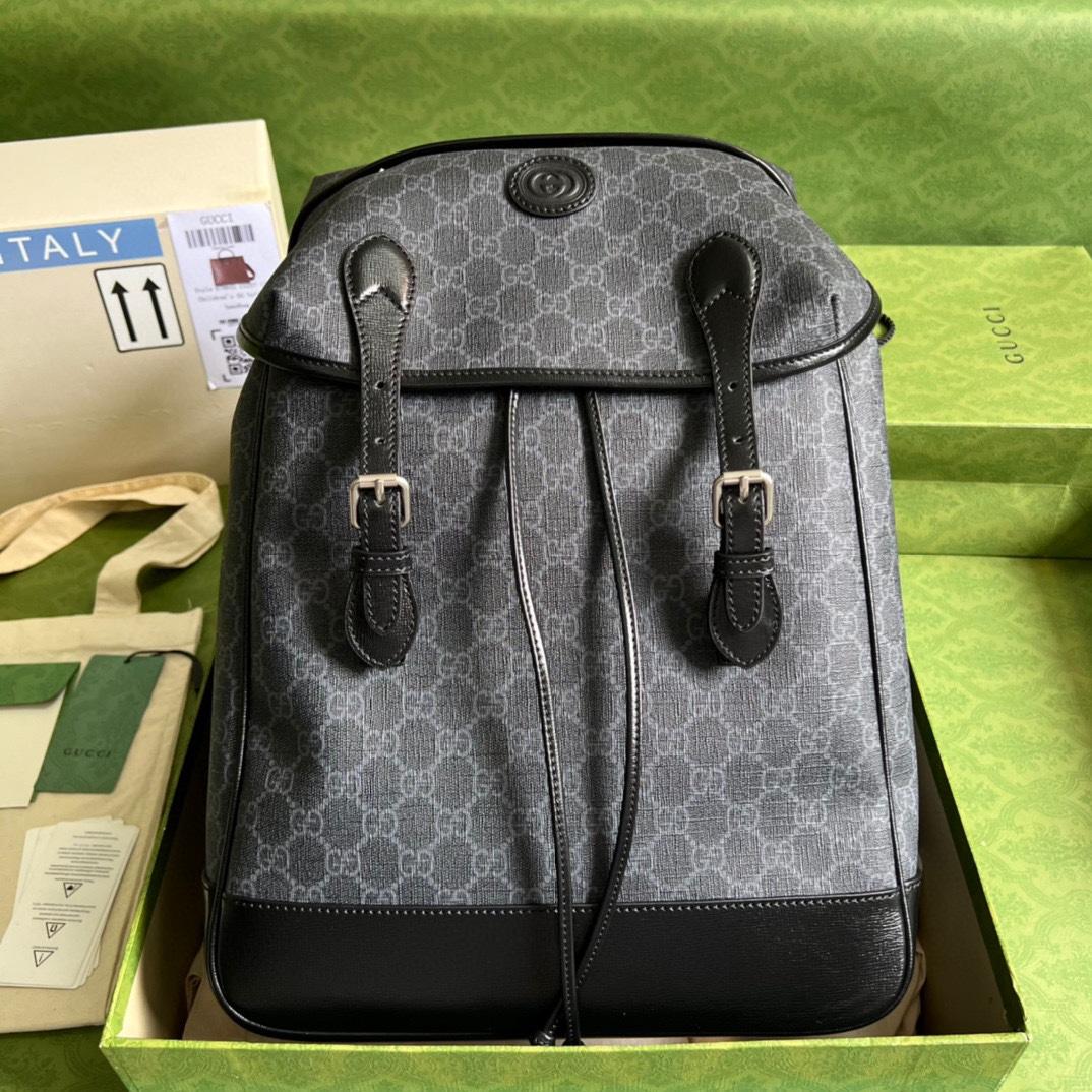 Gucci Medium Backpack With Interlocking G(26-43-18cm) - FashionPlug