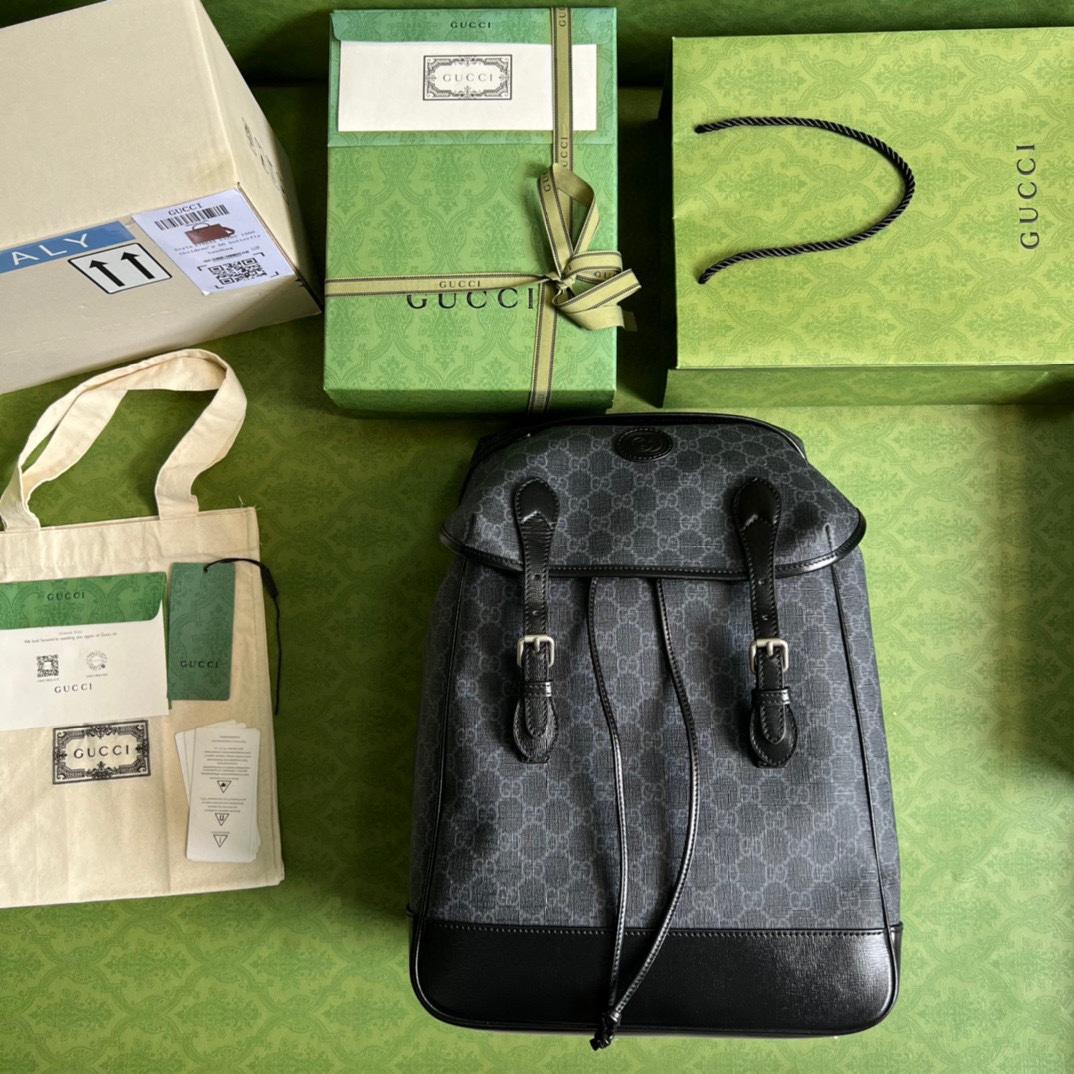 Gucci Medium Backpack With Interlocking G(26-43-18cm) - FashionPlug