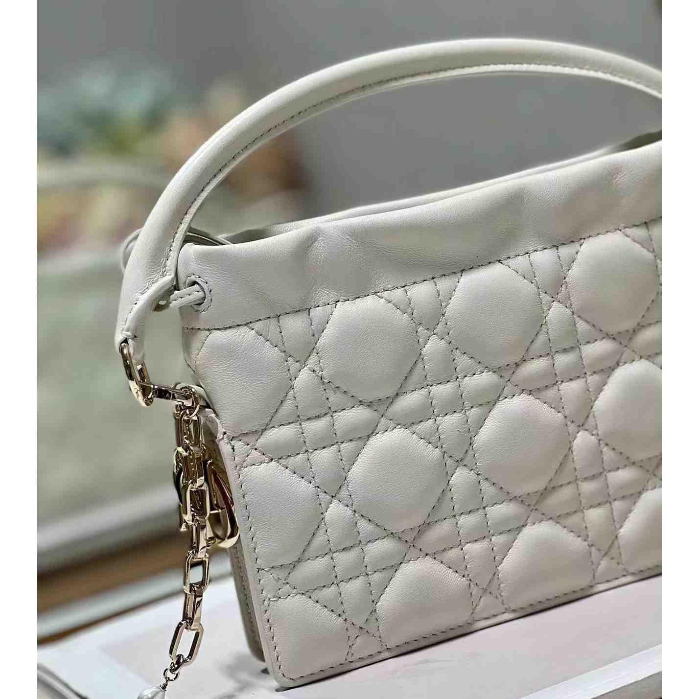 Dior Lady Dior Handle Drawstring Mini Bag - FashionPlug