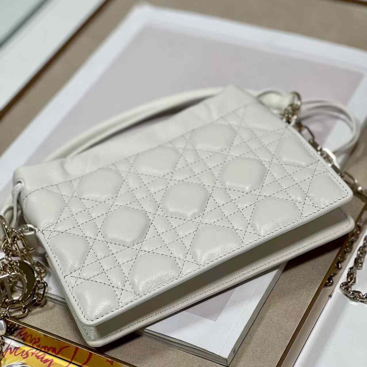 Dior Lady Dior Handle Drawstring Mini Bag - FashionPlug