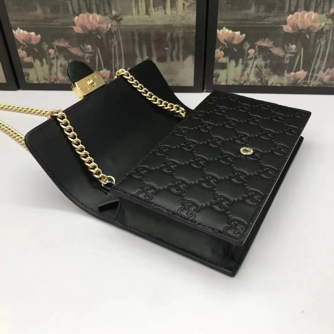 Gucci Guccissima Icon Chain Wallet Black(20-13-6cm) - FashionPlug