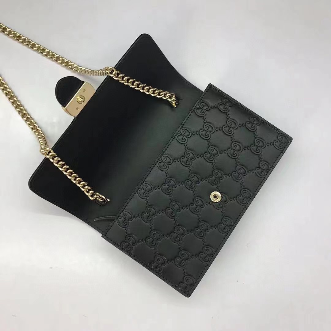 Gucci Guccissima Icon Chain Wallet Black(20-13-6cm) - FashionPlug