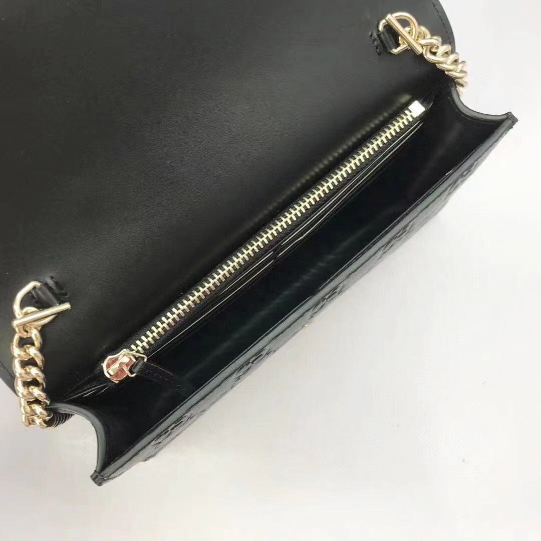 Gucci Guccissima Icon Chain Wallet Black(20-13-6cm) - FashionPlug