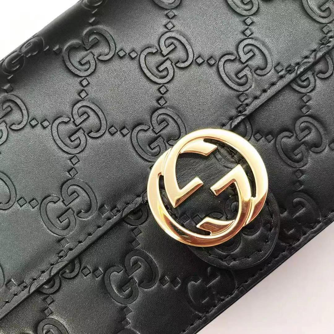 Gucci Guccissima Icon Chain Wallet Black(20-13-6cm) - FashionPlug