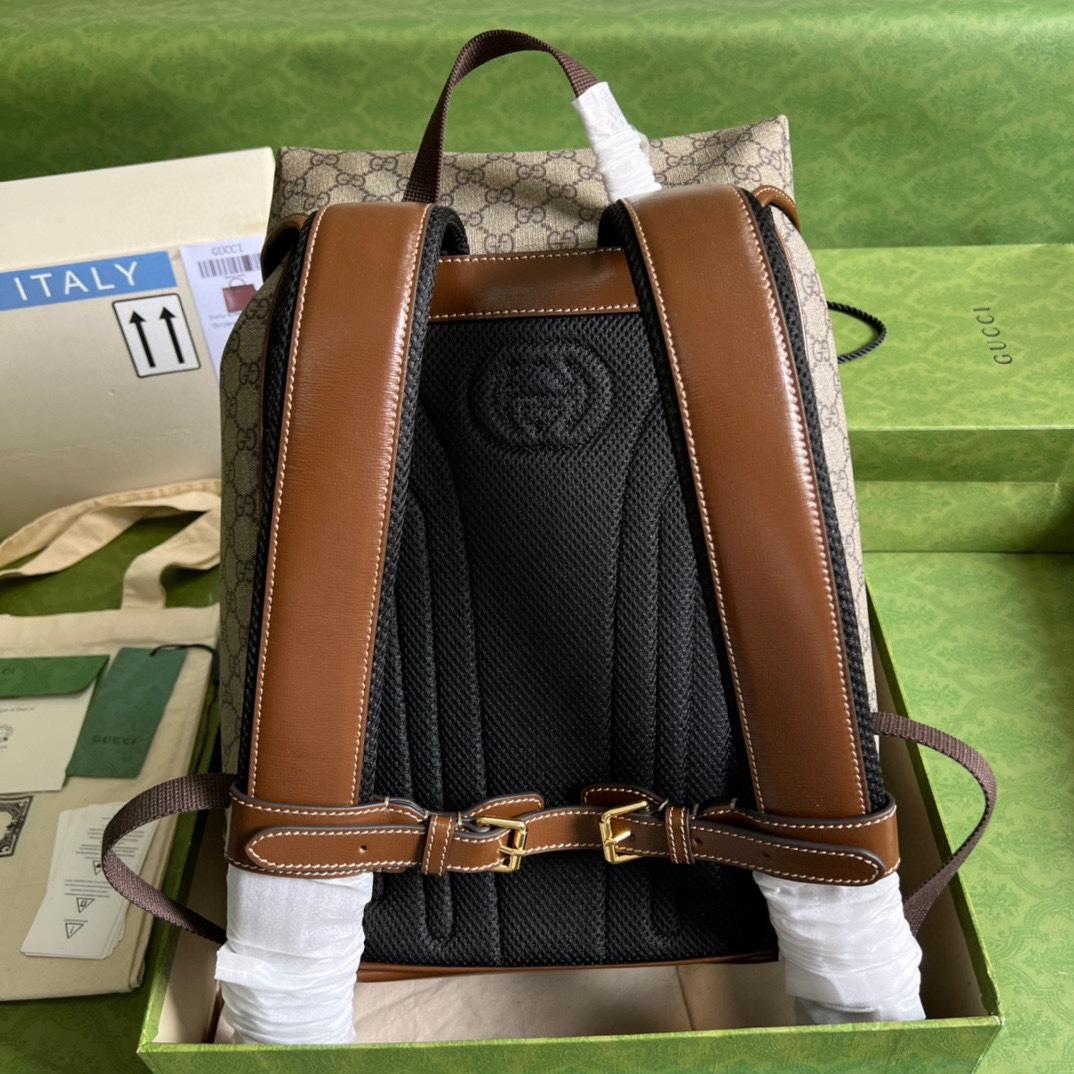 Gucci Medium Backpack With Interlocking G(26-43-18cm) - FashionPlug