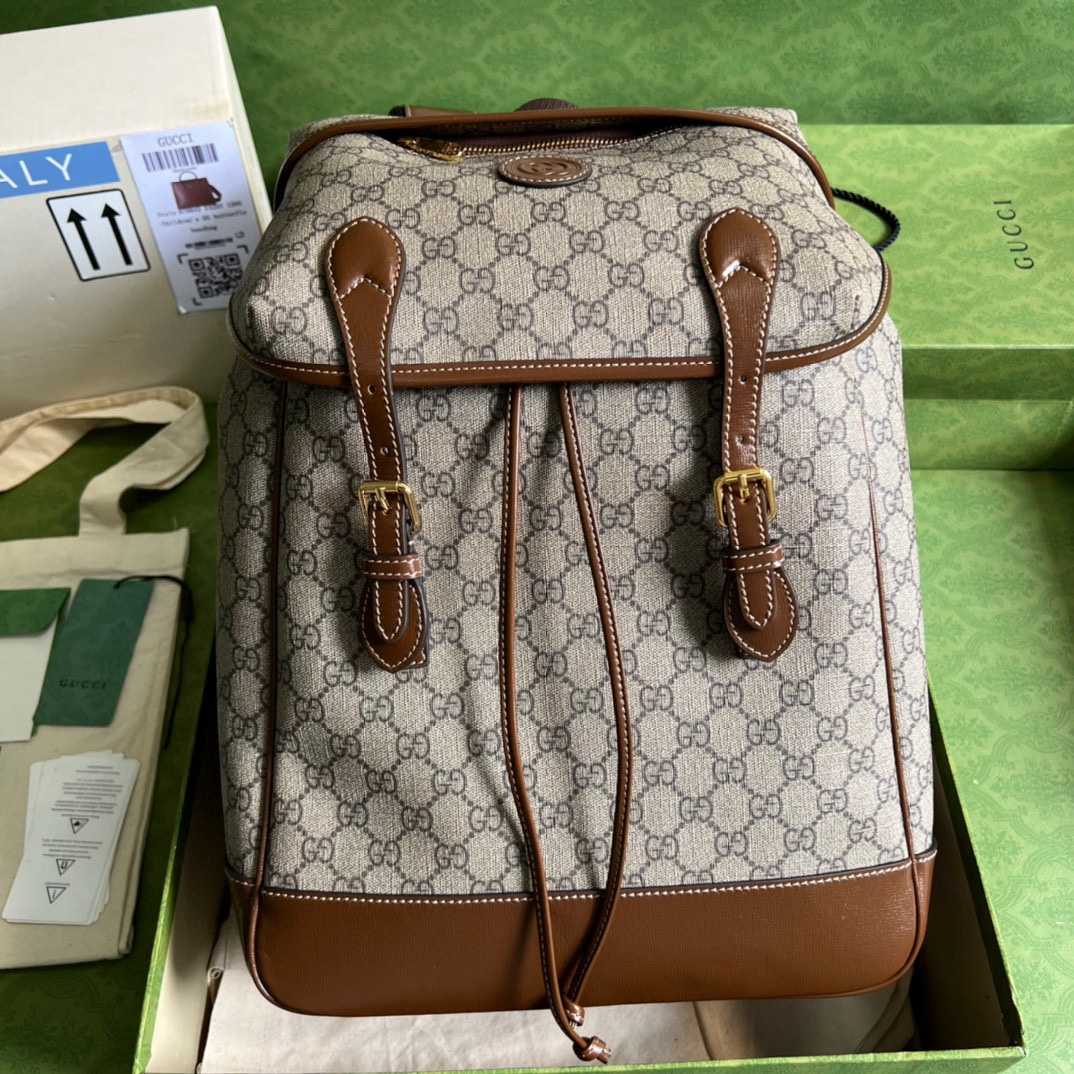 Gucci Medium Backpack With Interlocking G(26-43-18cm) - FashionPlug