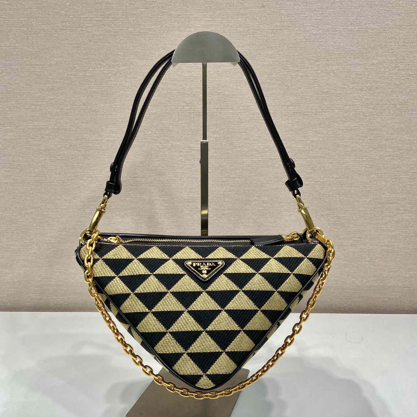 Prada Symbole Leather And Fabric Mini Bag(23-25-5cm) - FashionPlug