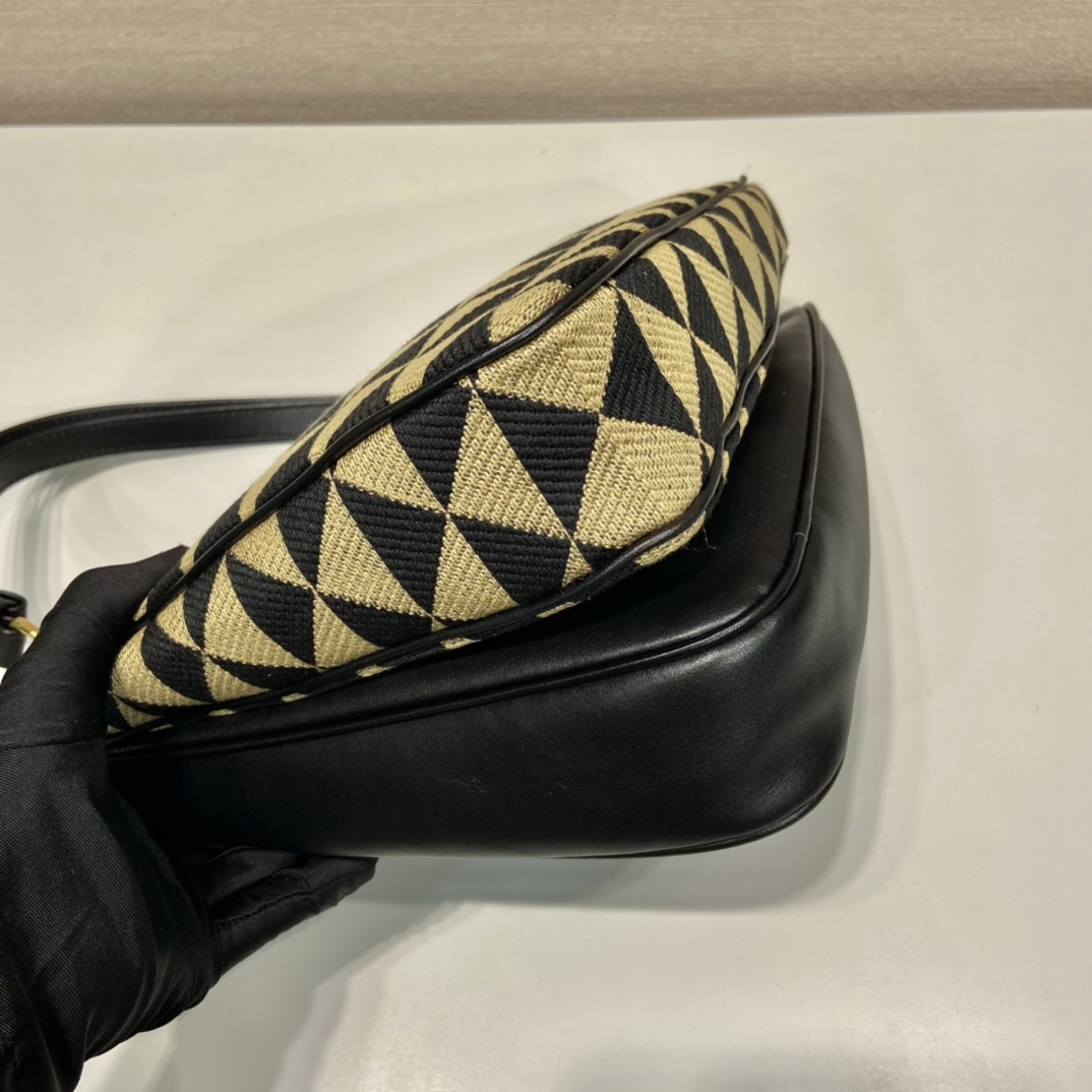 Prada Symbole Leather And Fabric Mini Bag(23-25-5cm) - FashionPlug