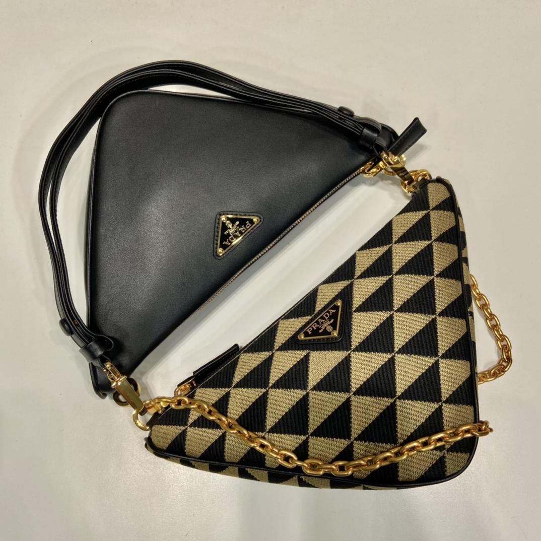 Prada Symbole Leather And Fabric Mini Bag(23-25-5cm) - FashionPlug