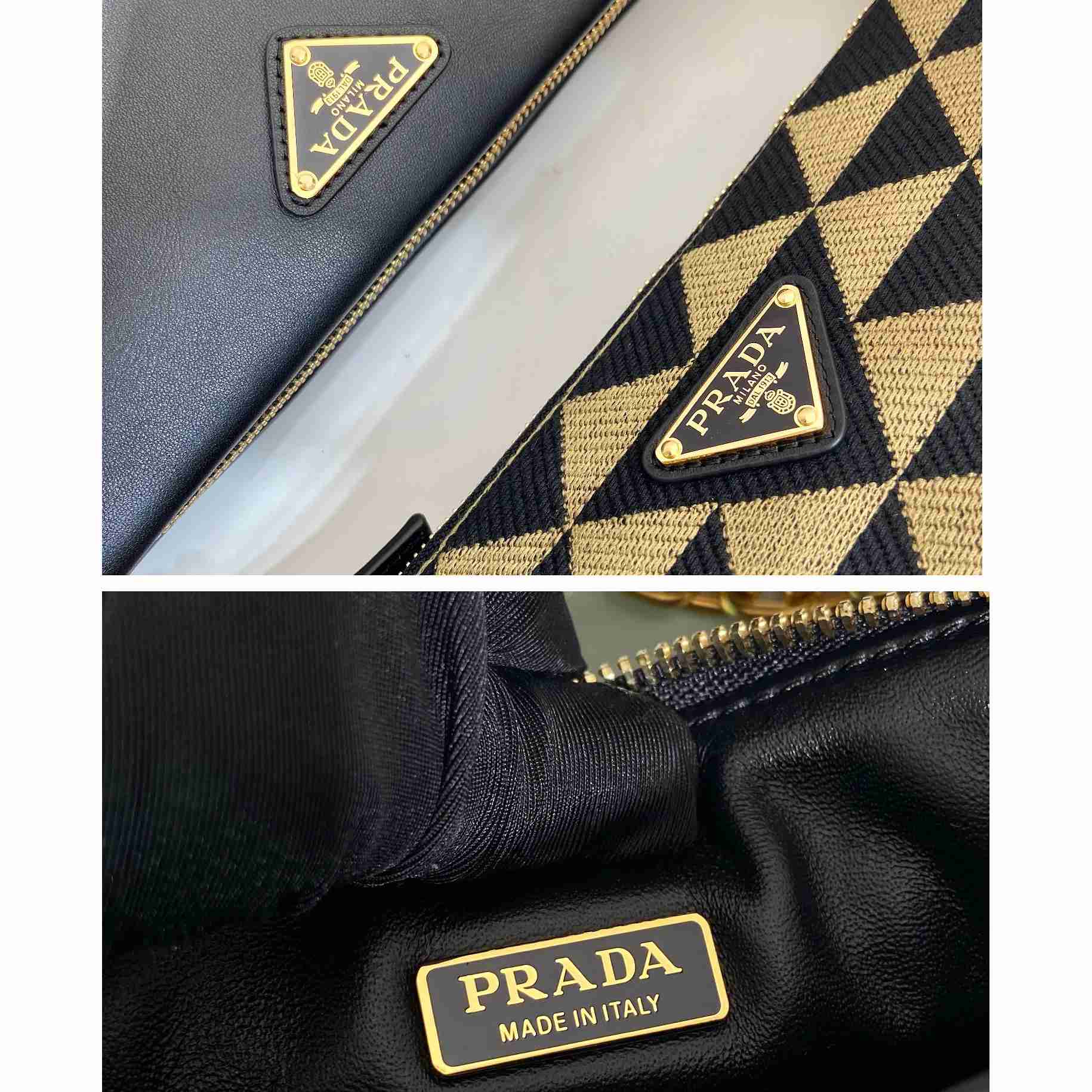 Prada Symbole Leather And Fabric Mini Bag(23-25-5cm) - FashionPlug