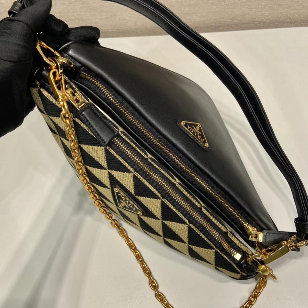 Prada Symbole Leather And Fabric Mini Bag(23-25-5cm) - FashionPlug