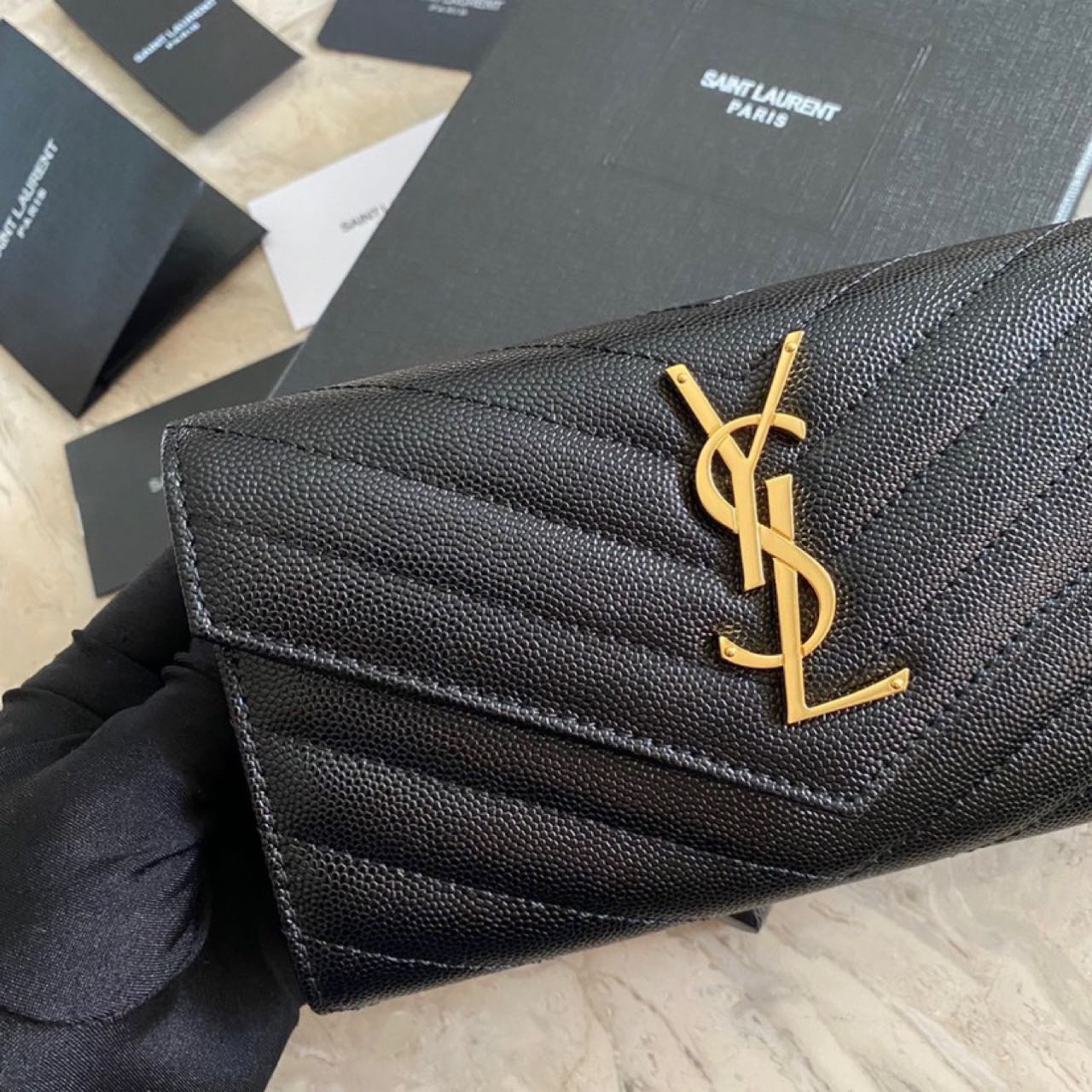 Saint Laurent Monogram Leather Wallet(19-11-3CM) - FashionPlug