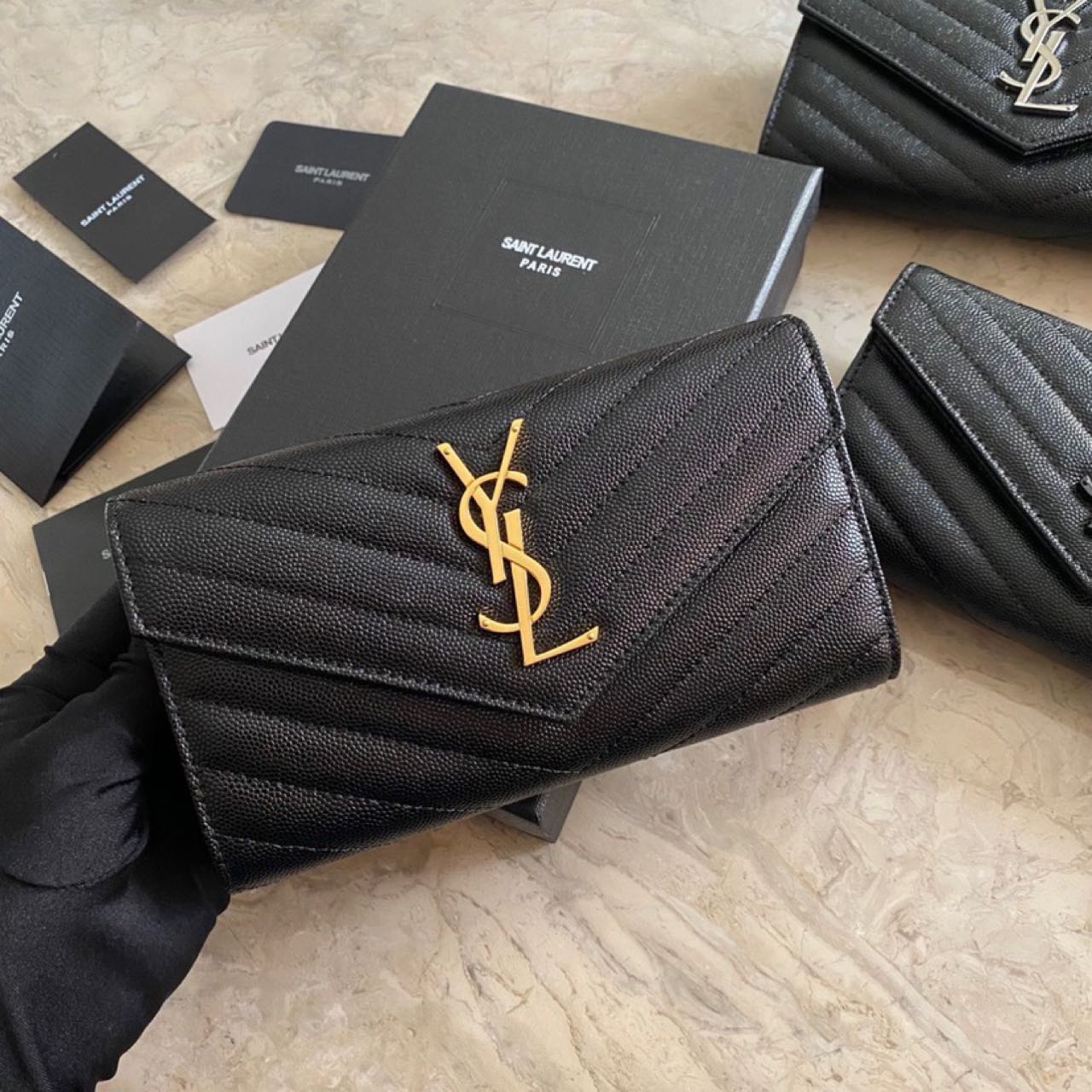 Saint Laurent Monogram Leather Wallet(19-11-3CM) - FashionPlug