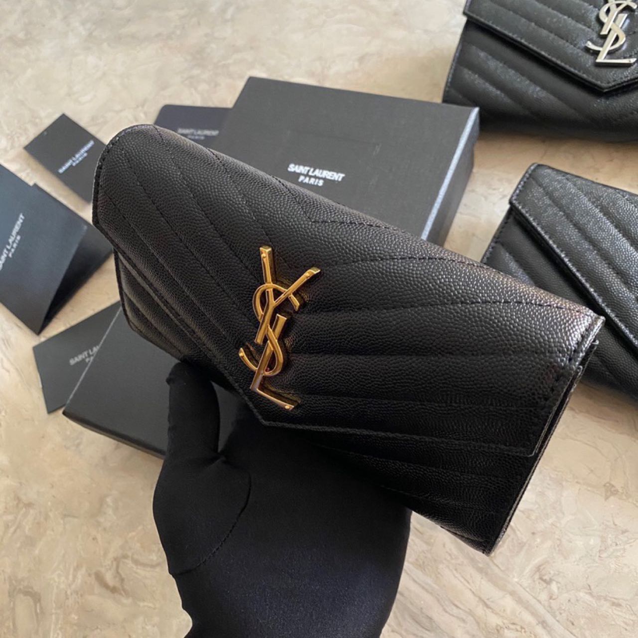 Saint Laurent Monogram Leather Wallet(19-11-3CM) - FashionPlug