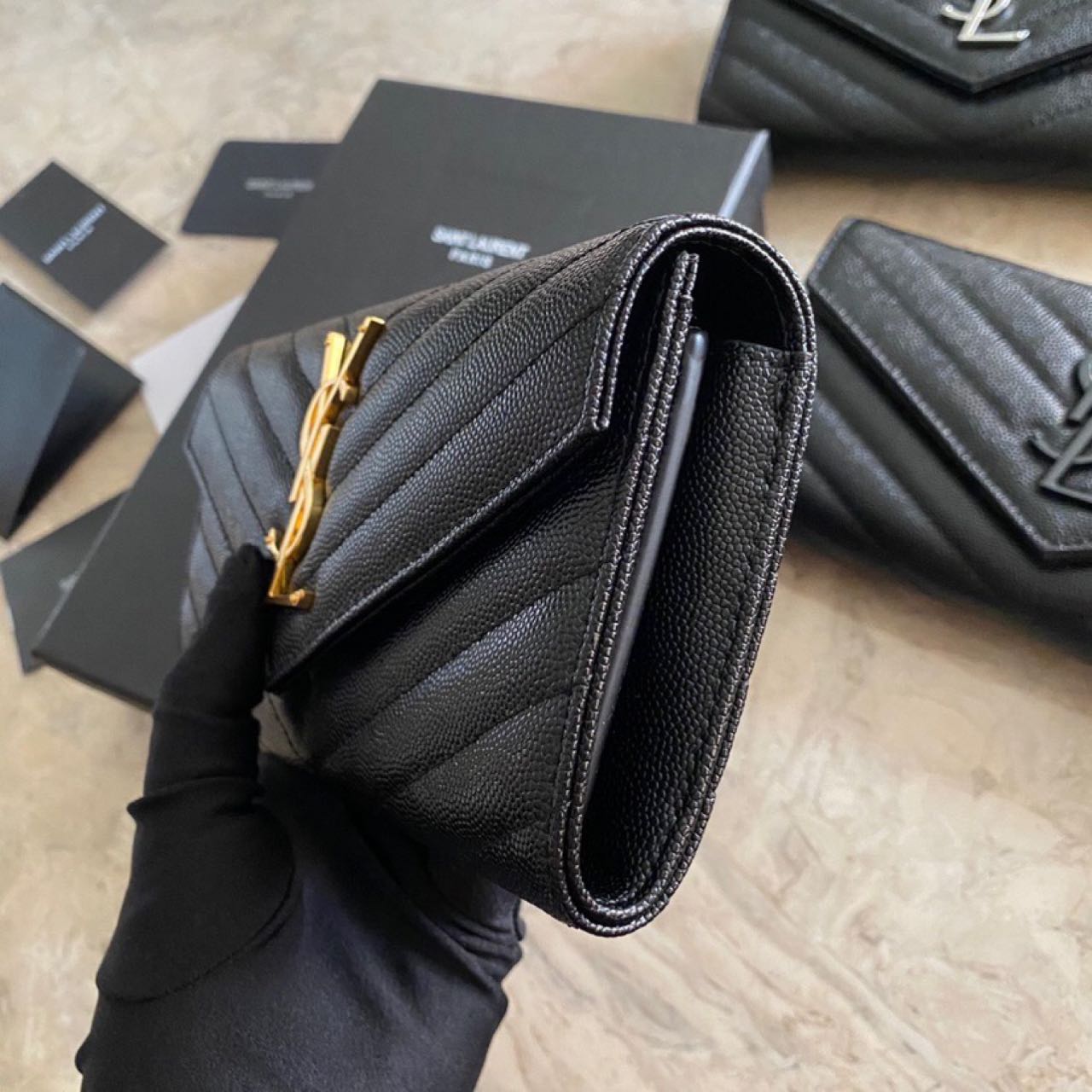 Saint Laurent Monogram Leather Wallet(19-11-3CM) - FashionPlug