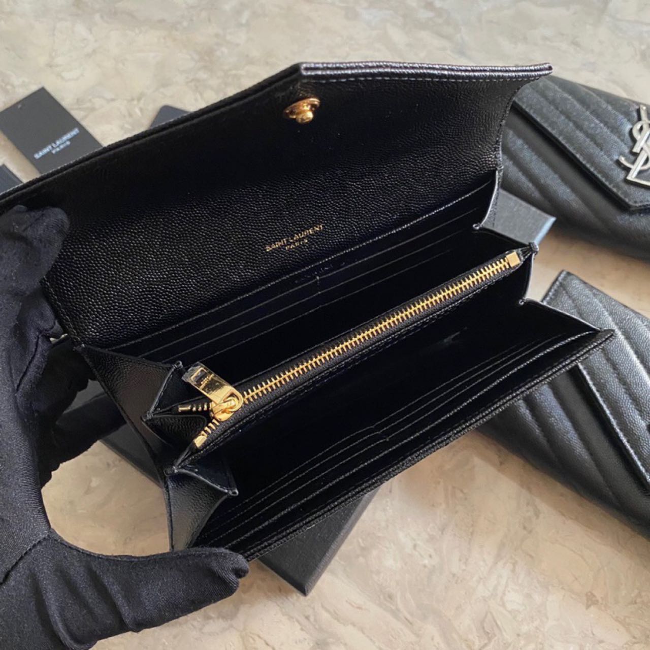 Saint Laurent Monogram Leather Wallet(19-11-3CM) - FashionPlug