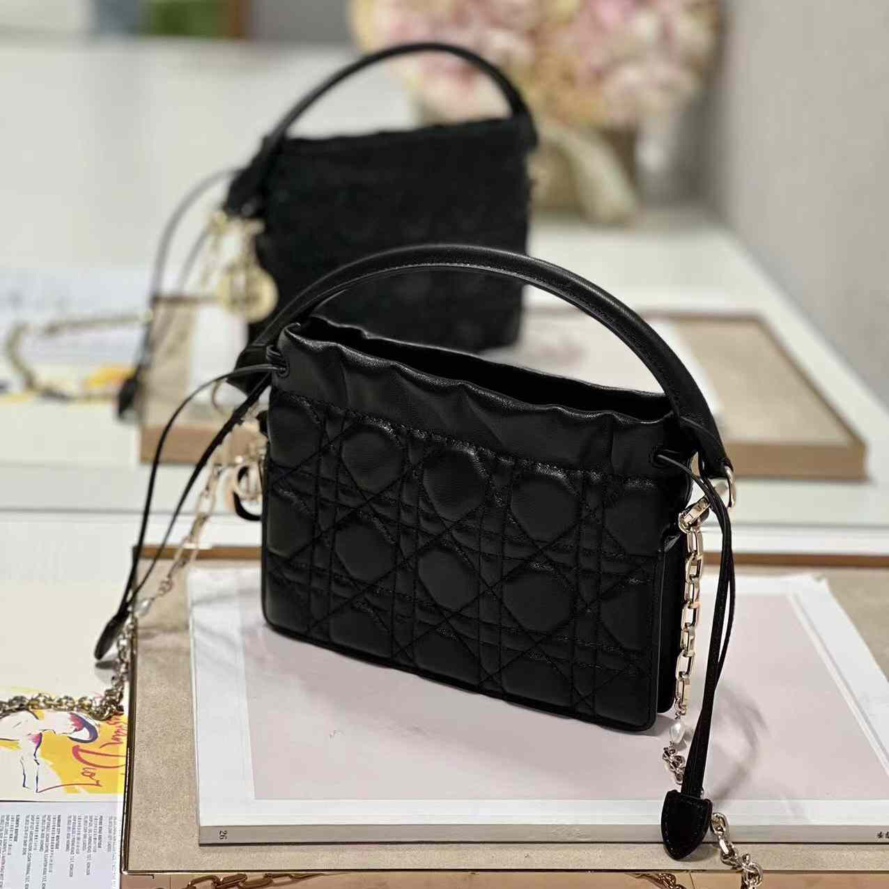 Dior Lady Dior Top Handle Drawstring Mini Bag - FashionPlug