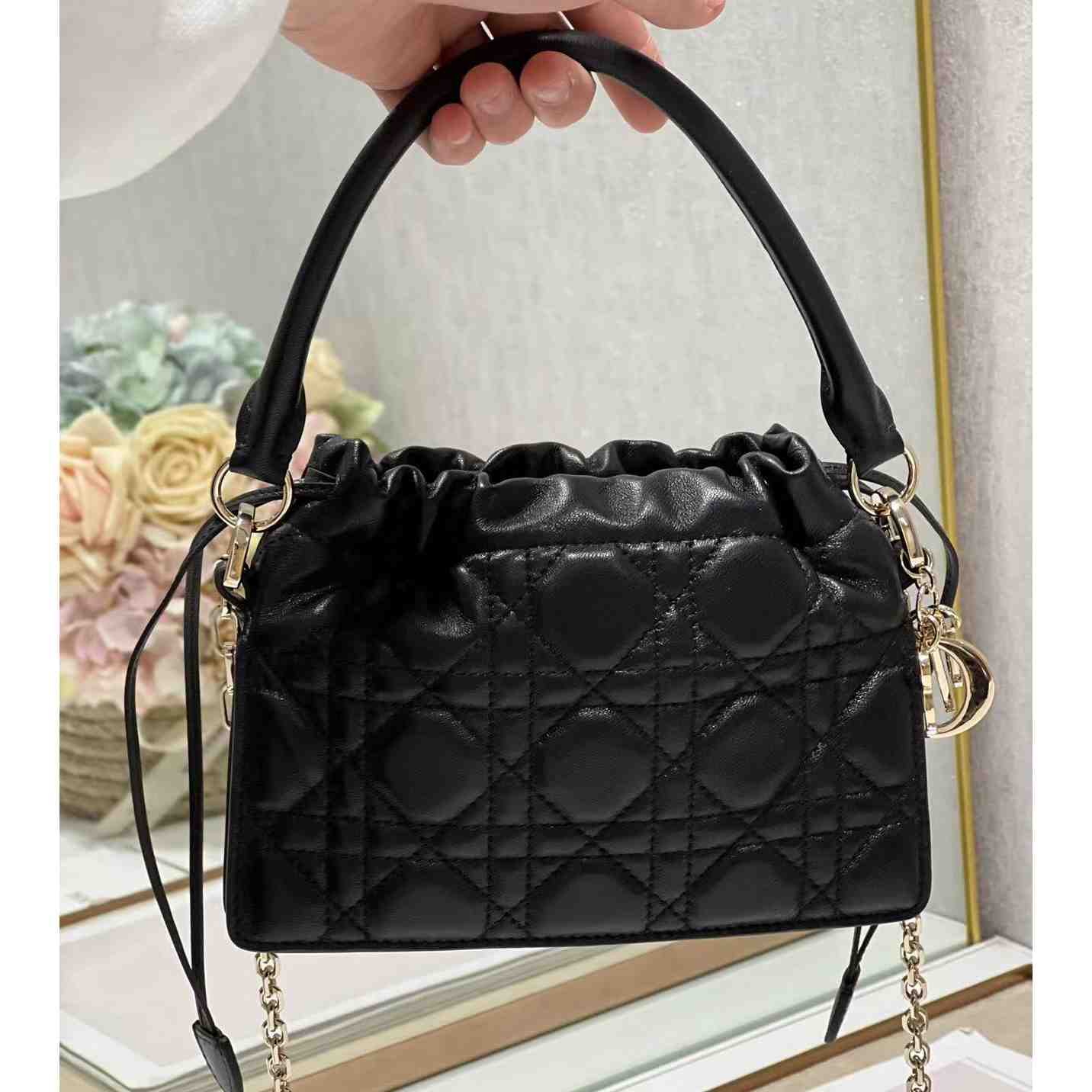 Dior Lady Dior Top Handle Drawstring Mini Bag - FashionPlug