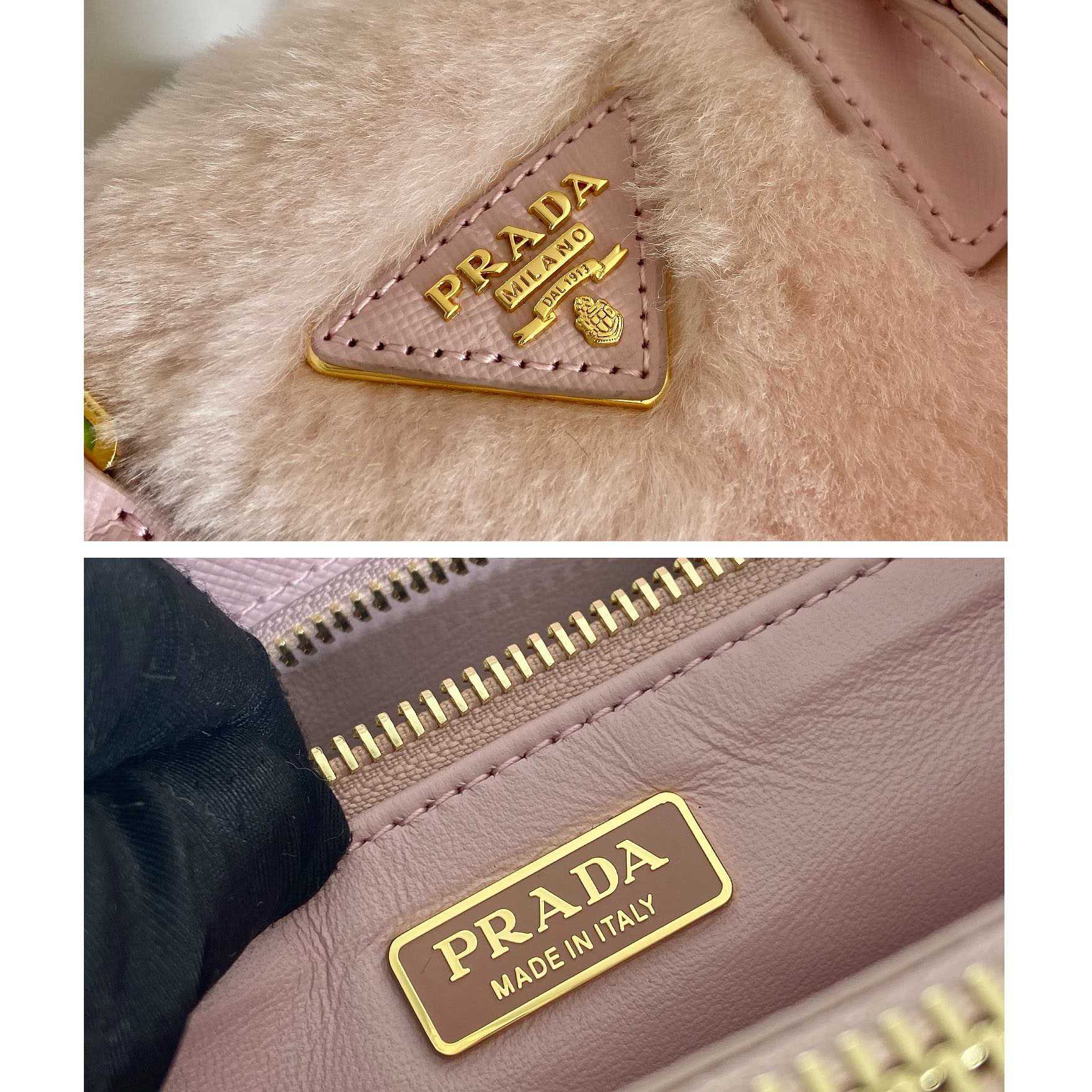 Prada Galleria Shearling Mini-Bag - FashionPlug