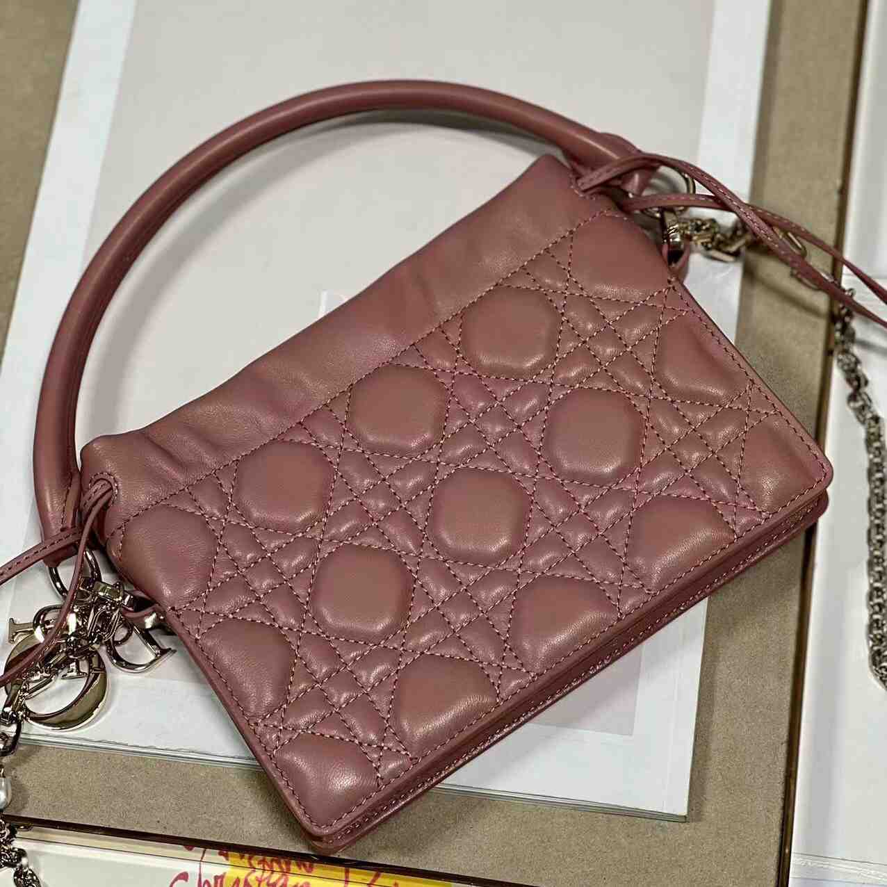 Dior Lady Dior Top Handle Drawstring Mini Bag - FashionPlug