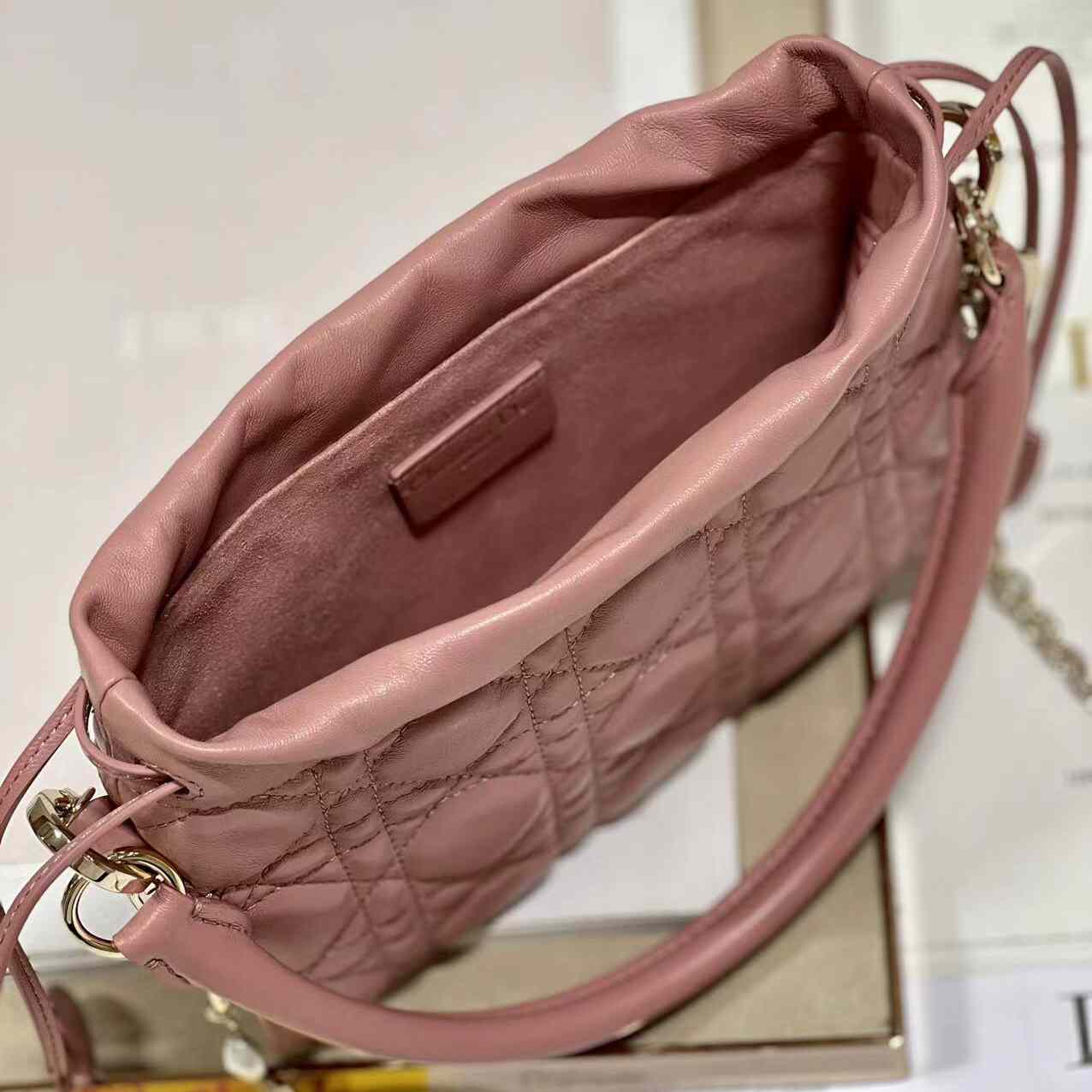 Dior Lady Dior Top Handle Drawstring Mini Bag - FashionPlug