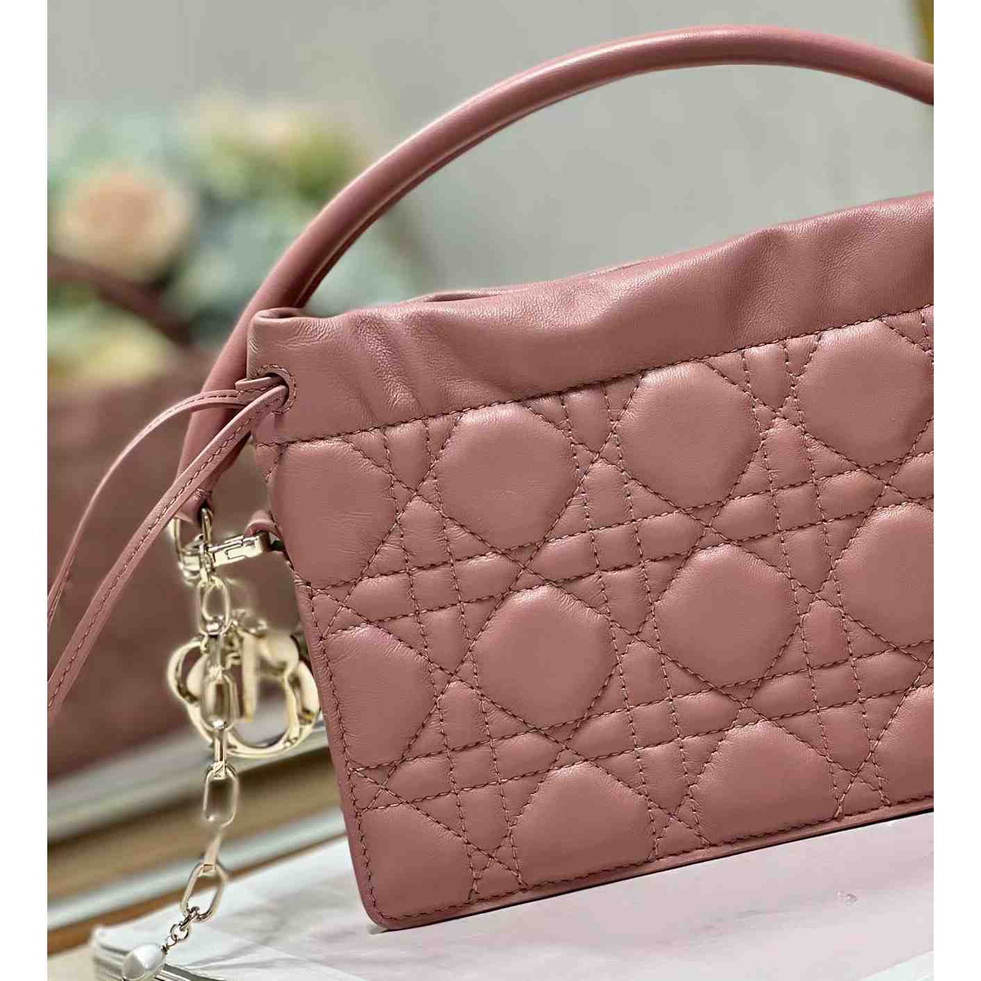 Dior Lady Dior Top Handle Drawstring Mini Bag - FashionPlug