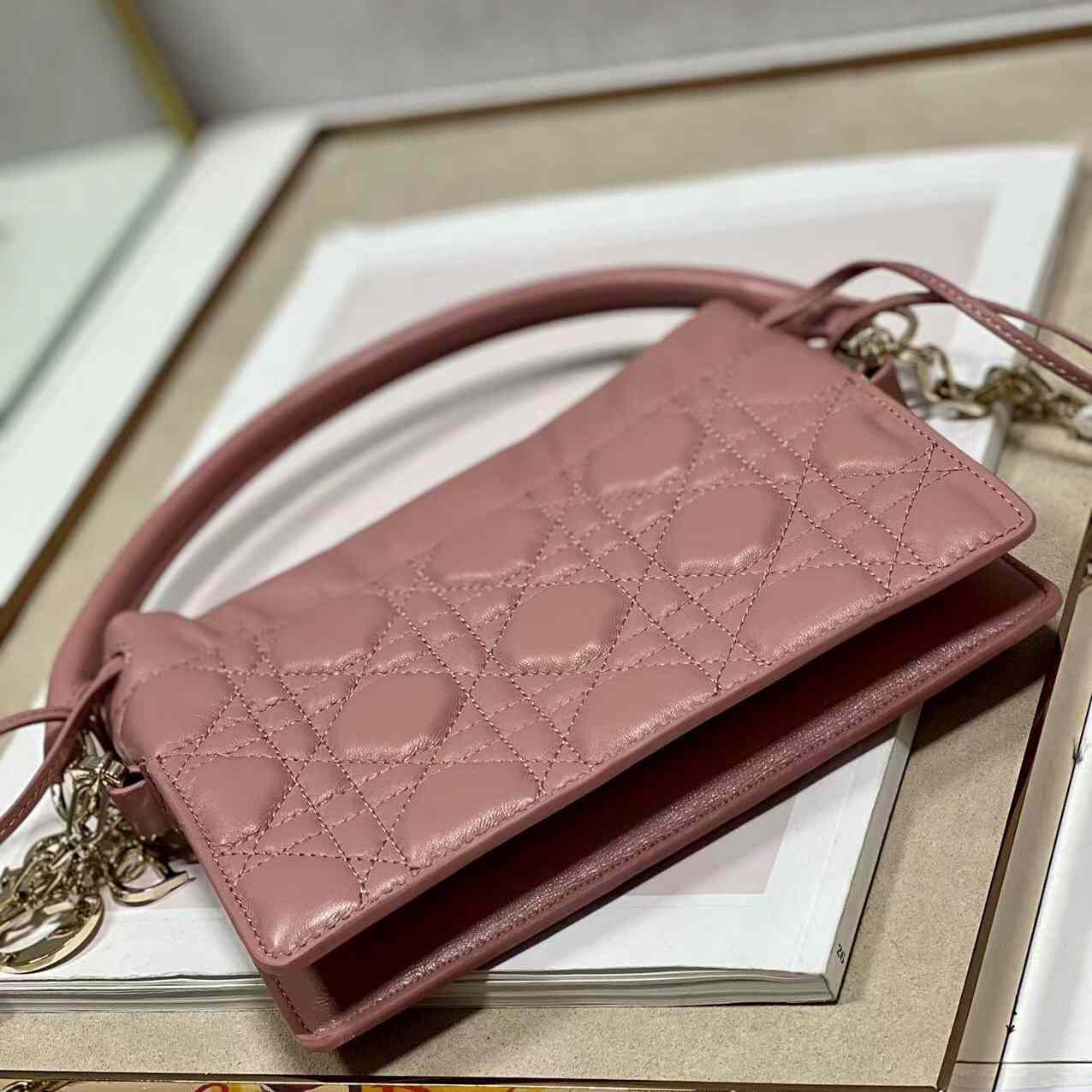 Dior Lady Dior Top Handle Drawstring Mini Bag - FashionPlug