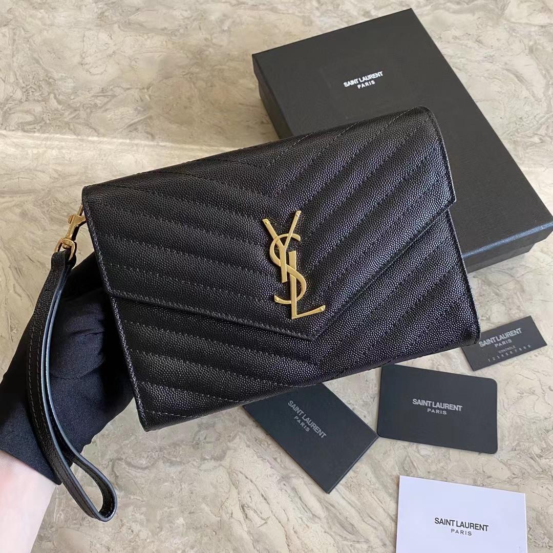 Saint Laurent Monogramme Quilted Textured-Leather Pouch(21-16-3CM) - FashionPlug