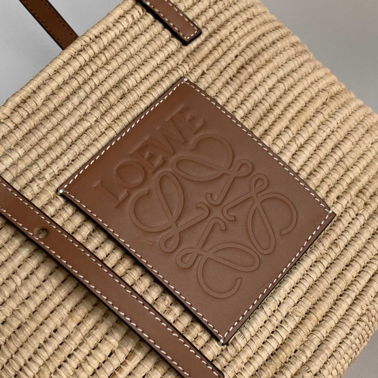 Loewe Small Square Basket bag In Raffia And Calfskin (30*21*11cm) - FashionPlug